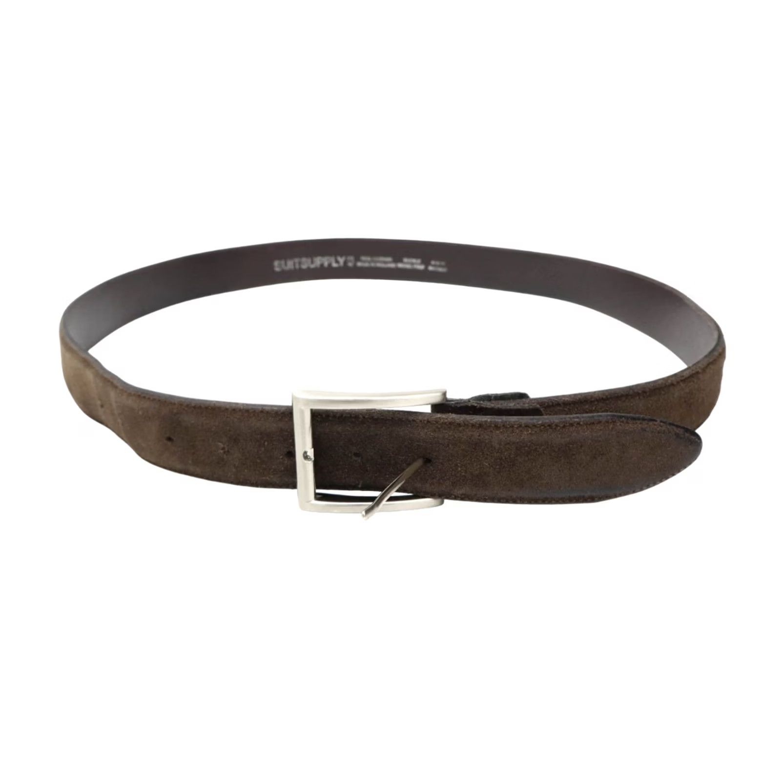 Suitsupply Suitsupply Belt Men 105/42 Real Leather Suede Look Square Buckle Brown Belt Size ONE SIZE - 2 Thumbnail