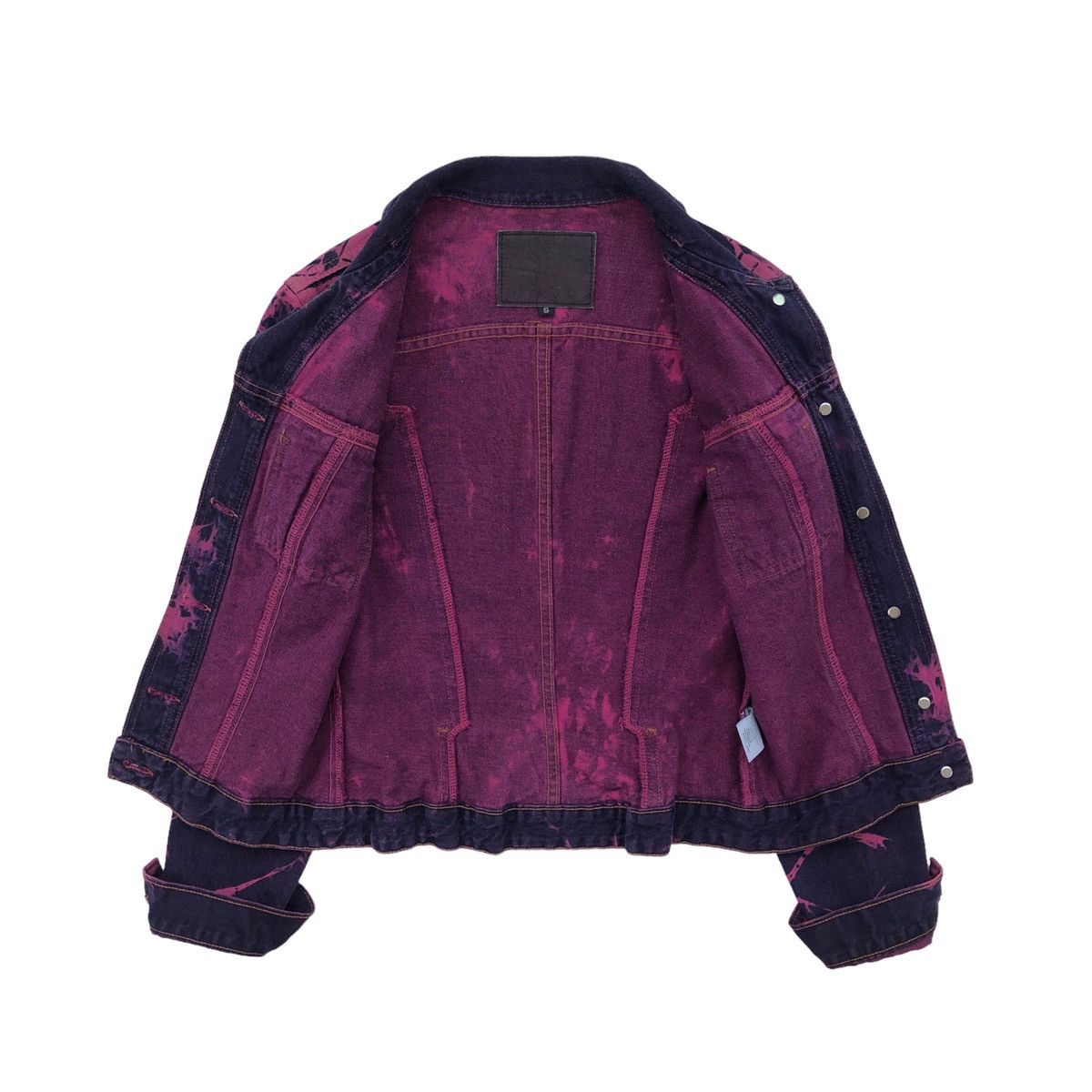 Guess Vintage Guess USA Purple Tie Dye Denim Jacket Made In USA Size S / US 4 / IT 40 - 9 Thumbnail