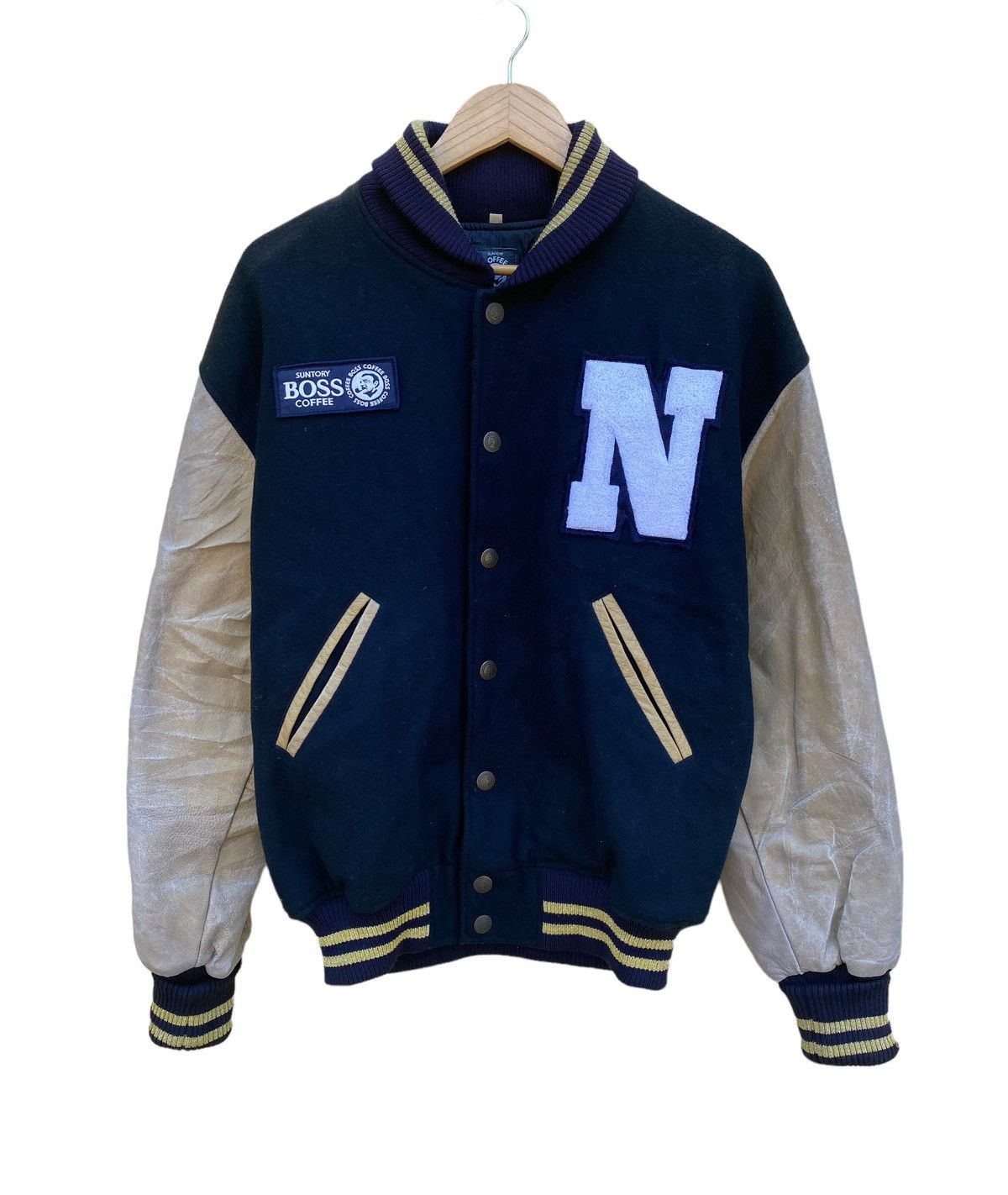 Vintage Vintage Suntory boss coffee varsity wool jacket Size US L / EU 52-54 / 3 - 4 Thumbnail