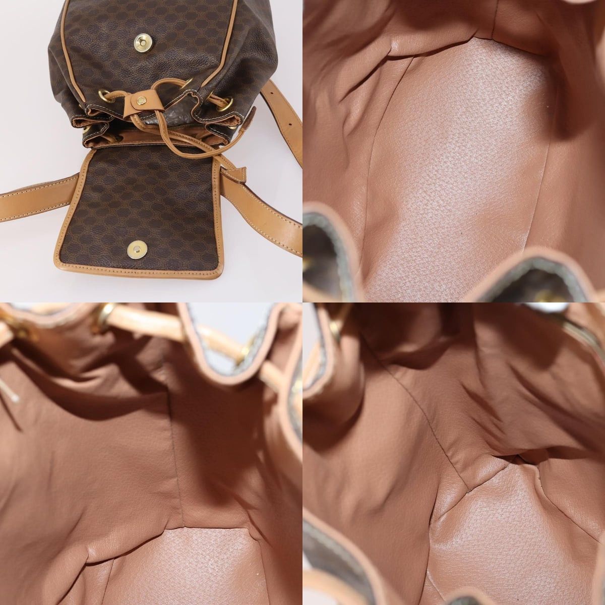 Celine CELINE Macadam Canvas Backpack Pvc Leather Brown Gold Size ONE SIZE - 12 Thumbnail