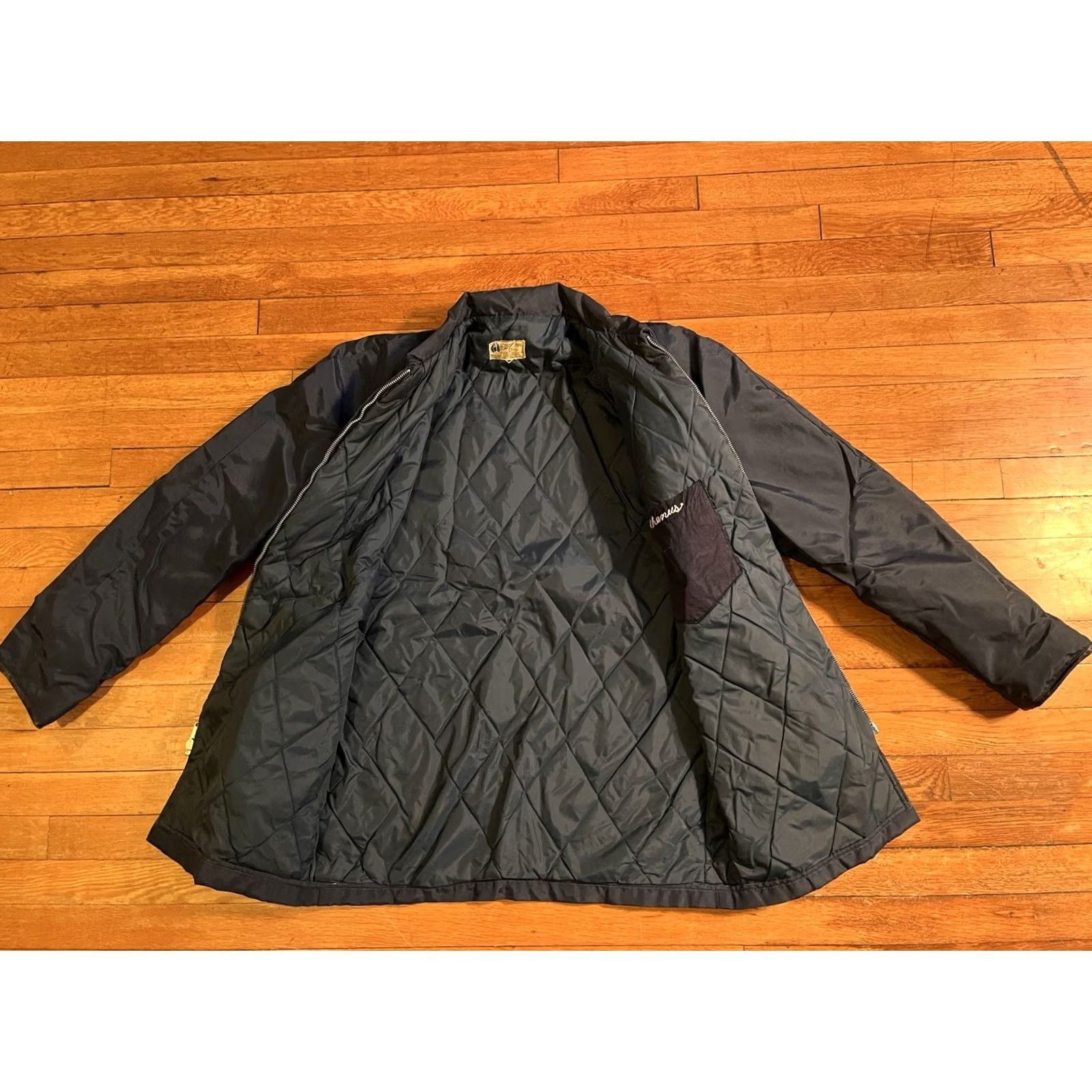 CO VINTAGE Hewitt Mfg New City Fire Engine Co Jacket Men's 40 Blue Quilt Lined 60s Size US L / EU 52-54 / 3 - 6 Thumbnail