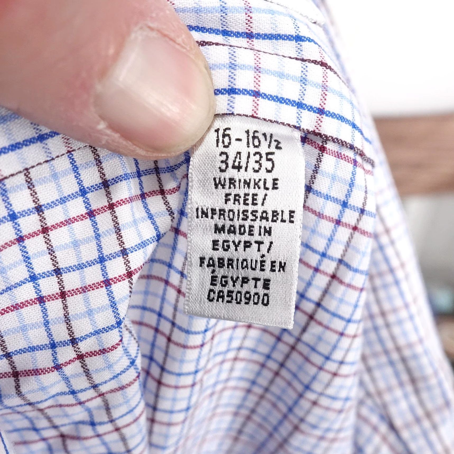 Van Heusen Van Heusen Mens Dress Shirt 16-16.5 34/35 White Check Wrinkle Free Regular Fit Size 46R - 7 Thumbnail