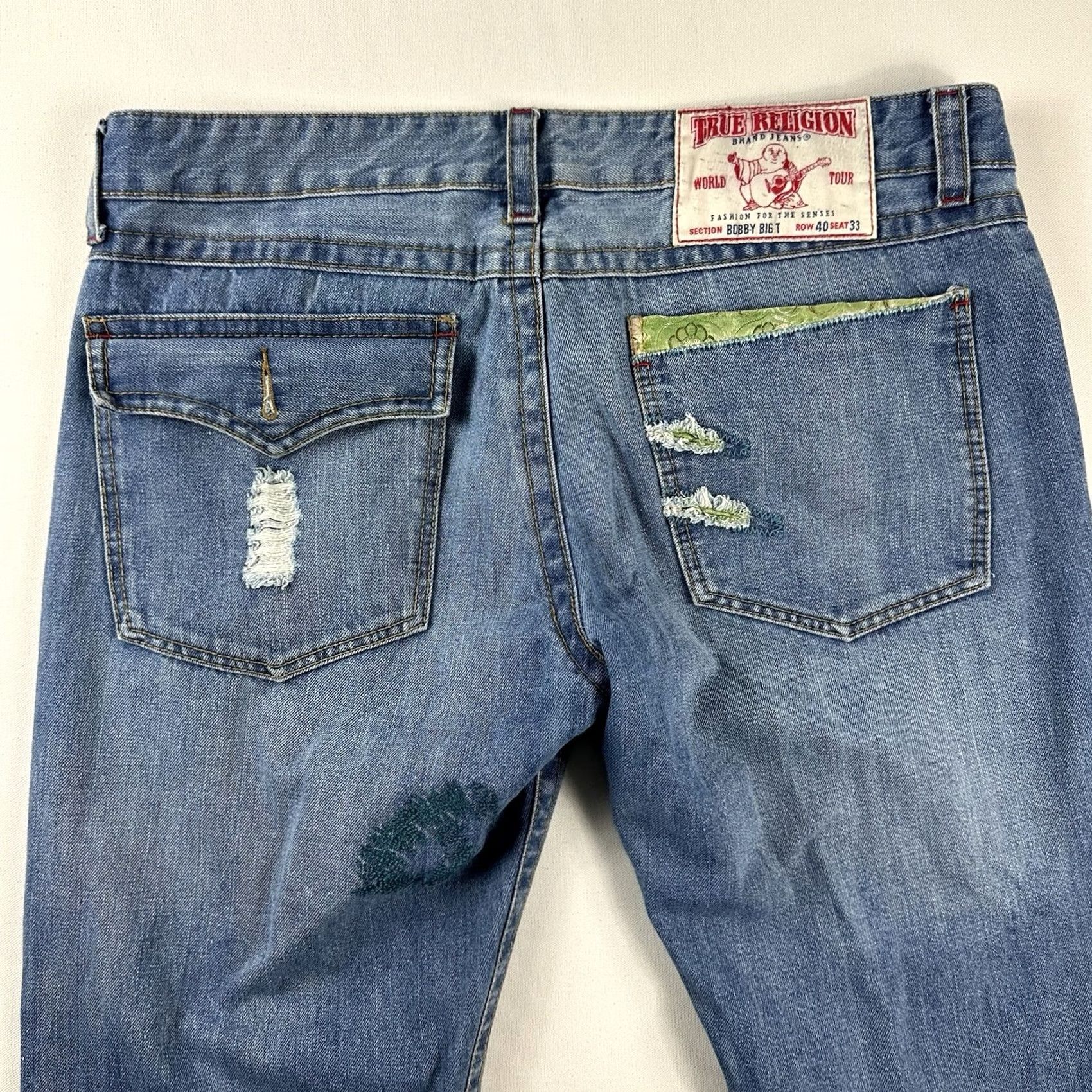 True Religion True Religion Jeans Bobby Big T Distressed 40x33 Baggy Hip Hop Blue Jeans Mens 5-Pocket Denim Distressed Logo World Tour Size US 40 / EU 56 - 6 Thumbnail