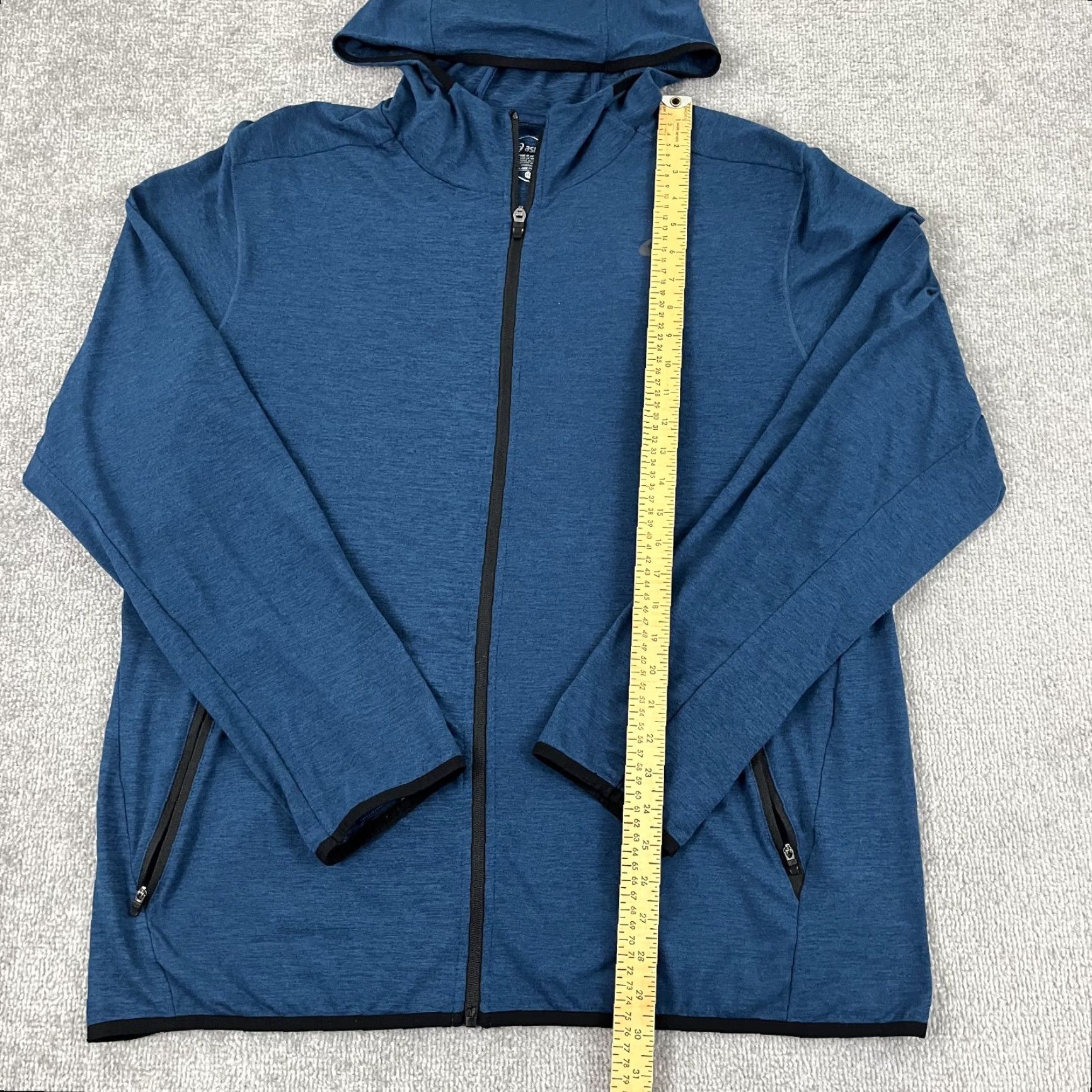 Asics ASICS Jacket 2XL Blue Full Zip Hoodie Pockets Running Activewear Outdoor Sports Regular Fit Mens Size US XXL / EU 58 / 5 - 4 Thumbnail