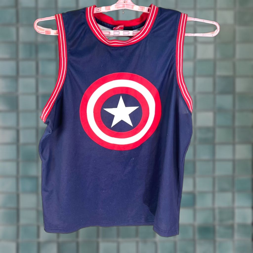 Vintage VINTAGE Captain America Jersey Shirt Mens XXL Blue 2XL Marvel Comics Cap America 90s Footbal Basketball Double-Sided Logo Size US XXL / EU 58 / 5 - 1 Thumbnail