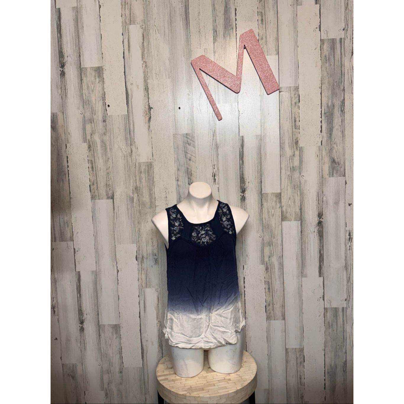 Other Xhilaration Blue White Ombre Lace Trim Tank Top – Size Mediu Size M / US 6-8 / IT 42-44 - 1 Thumbnail