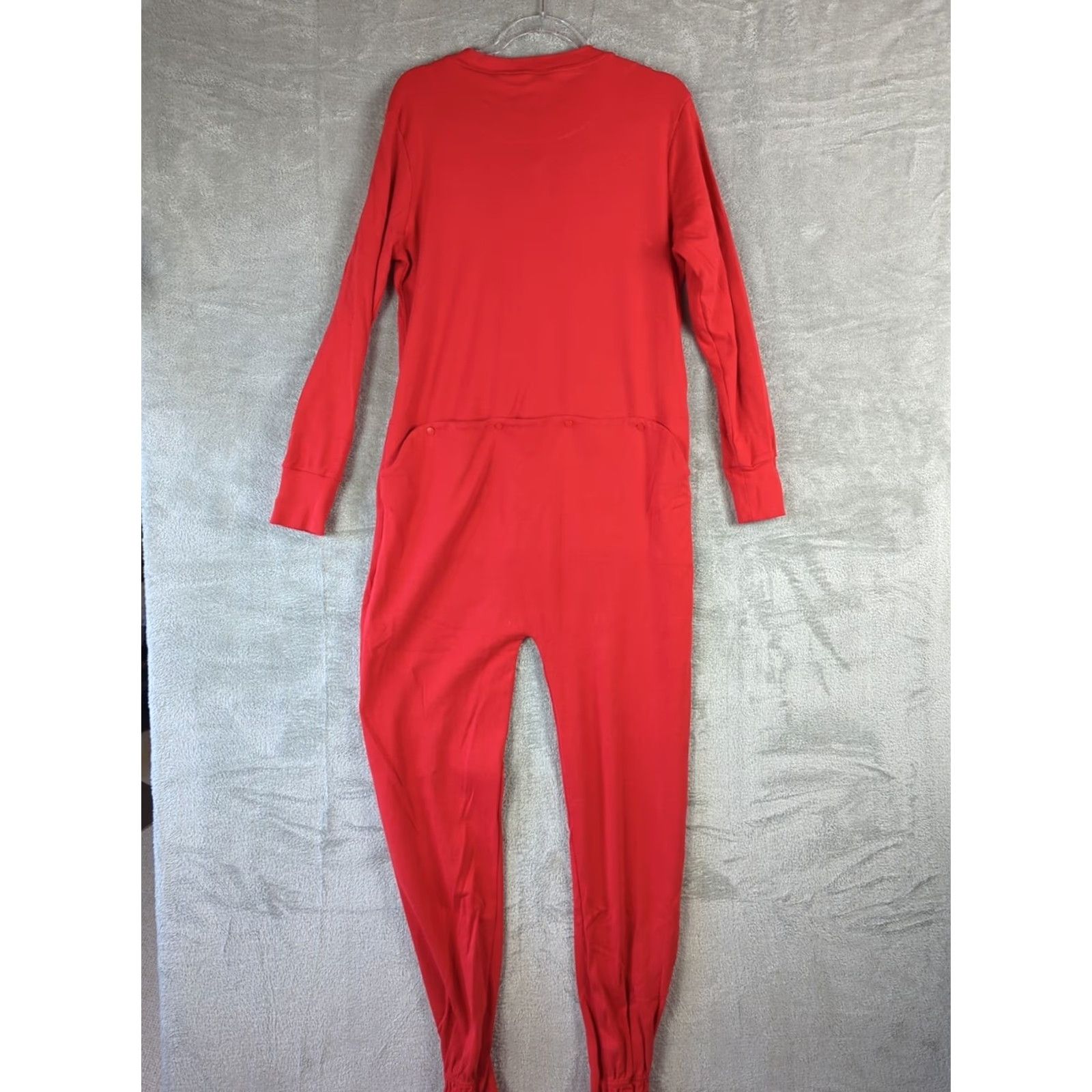 Vintage PajamaGram Footed Pajamas Womens M red Christmas Nana Snap Front Drop-Seat Knit 100% Cotton Crew Neck Solid Christmas Womens Size ONE SIZE - 5 Thumbnail