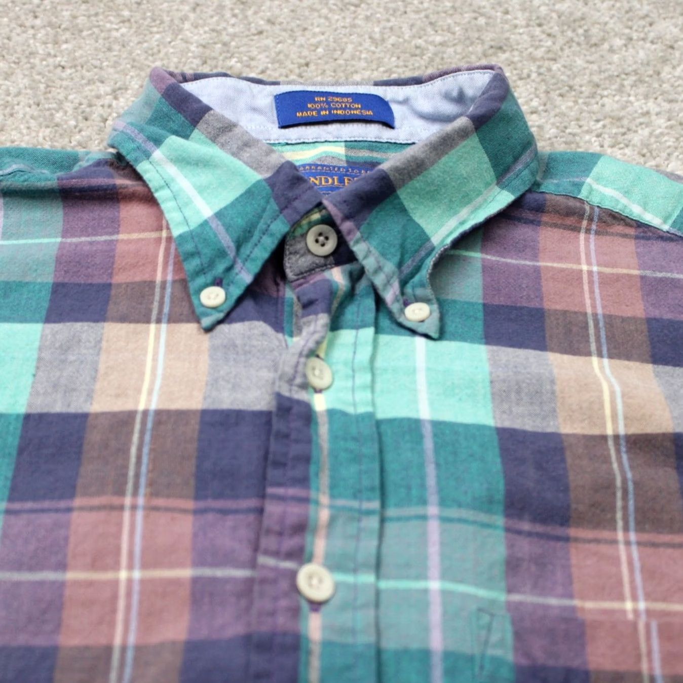 Pendleton Pendleton Shirt Men Medium Green/Blue Plaid 100% Cotton Short Sleeve Button Down Size US M / EU 48-50 / 2 - 5 Thumbnail