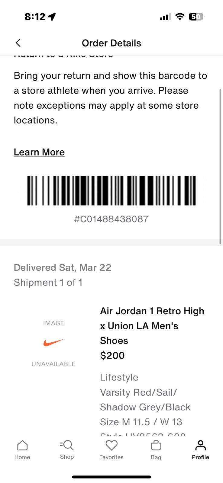 Jordan Brand Jordan 1 Retro High OG SP Union LA Chicago Shadow Size US 11.5 / EU 44-45 - 9 Thumbnail