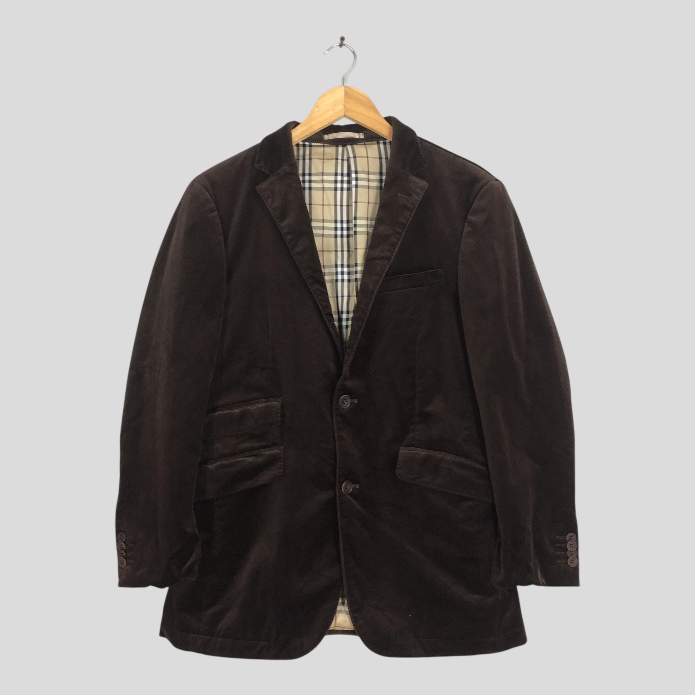 Vintage 90s Burberrys England Dark Brown Corduroy Coat Small