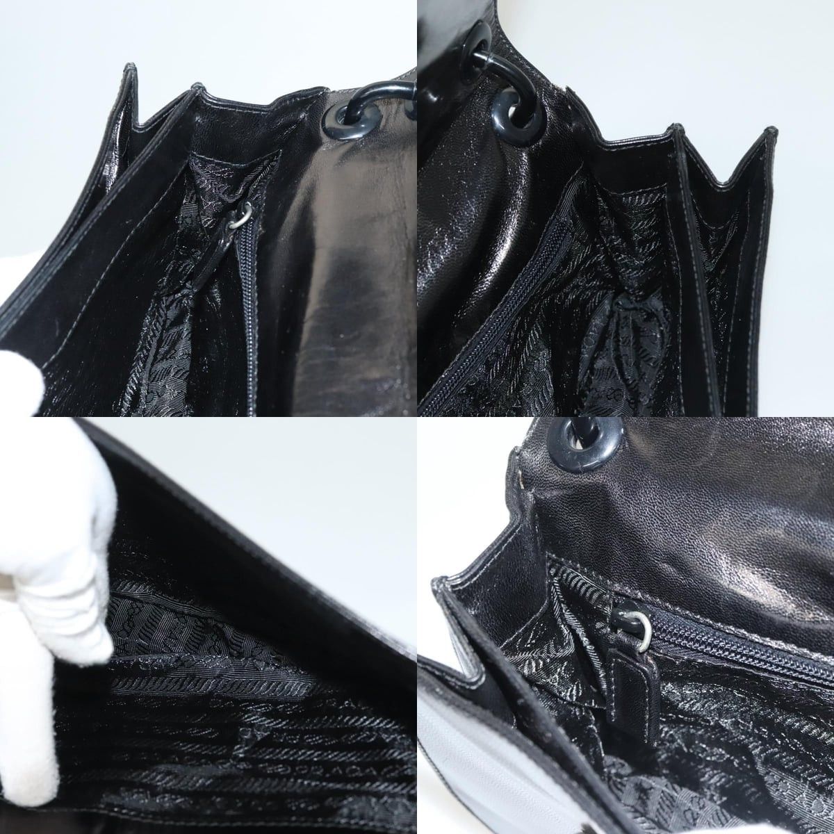 Prada PRADA Chain Shoulder Bag Leather Black Size ONE SIZE - 12 Thumbnail