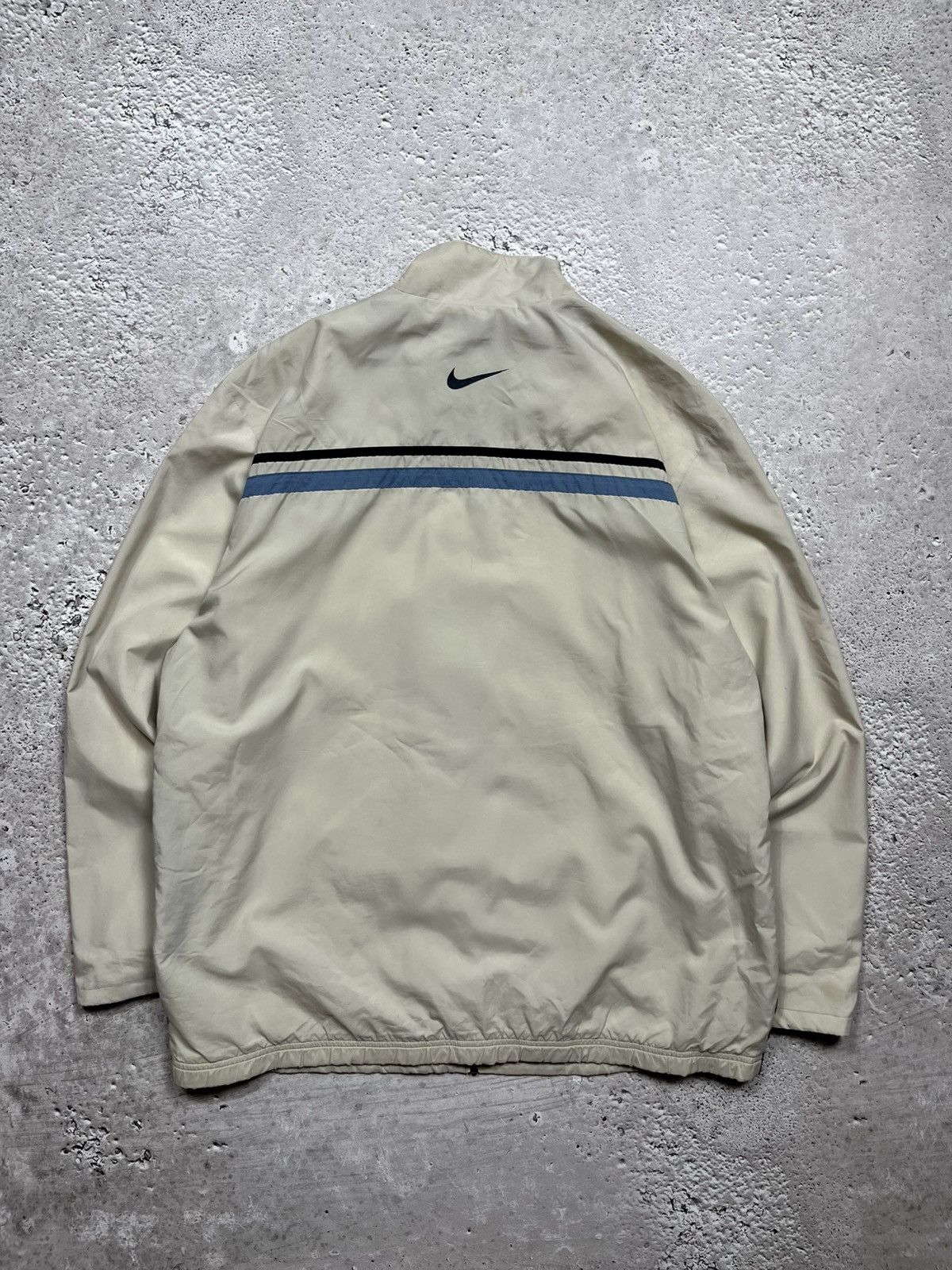 Nike × Vintage Vintage Nike Track Jacket Y2K Beige Navy Zip Up Size L Drill Size US L / EU 52-54 / 3 - 12 Thumbnail