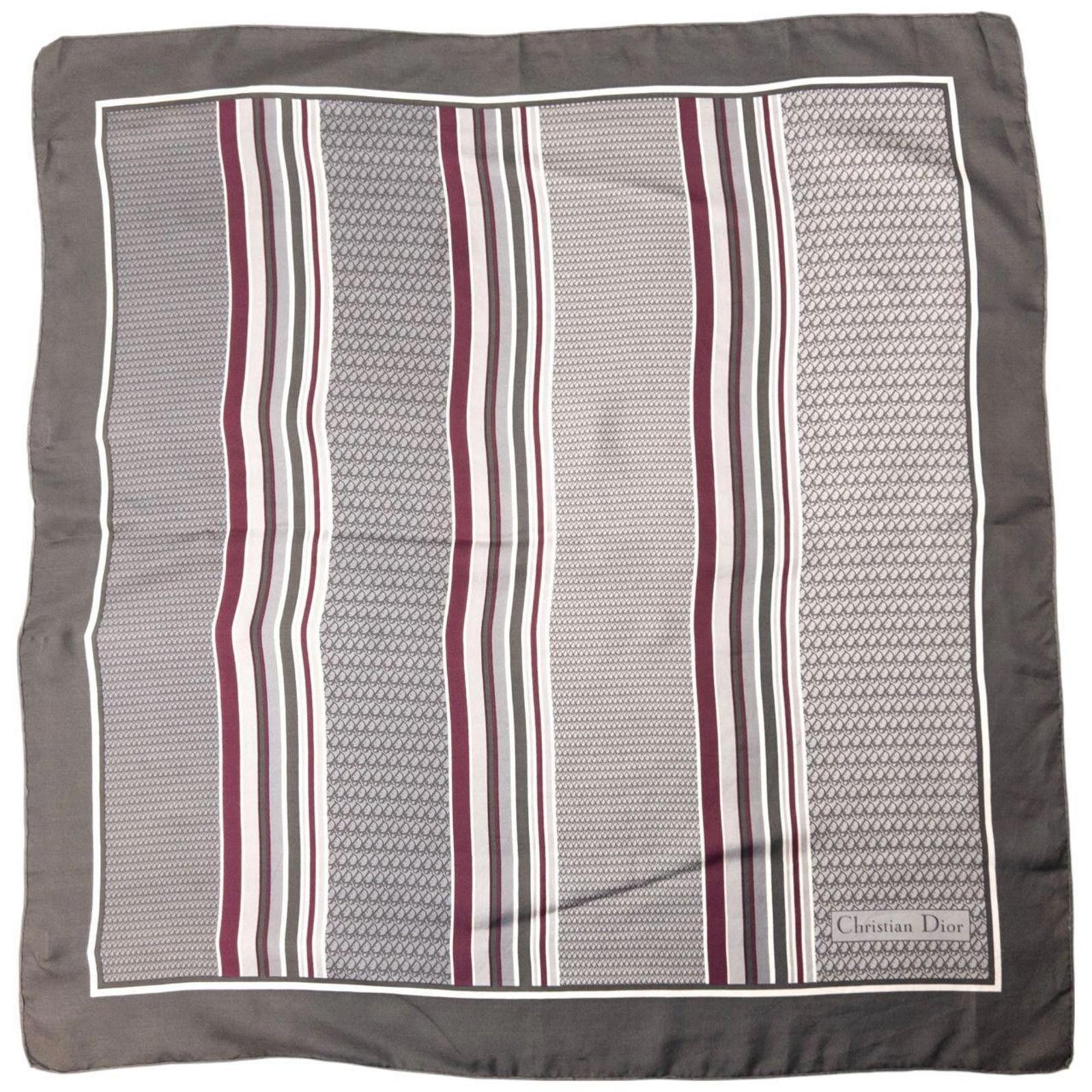 Vintage Dior Monogram Stripe Silk Scarf