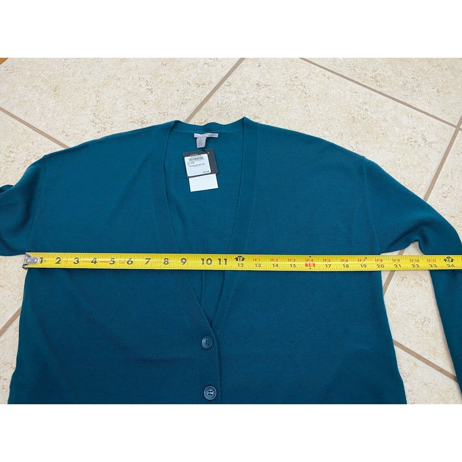 Nordstrom NWT Halogen Nordstrom Merino Wool V-Neck Cardigan Teal Size L / US 10 / IT 46 - 8 Thumbnail
