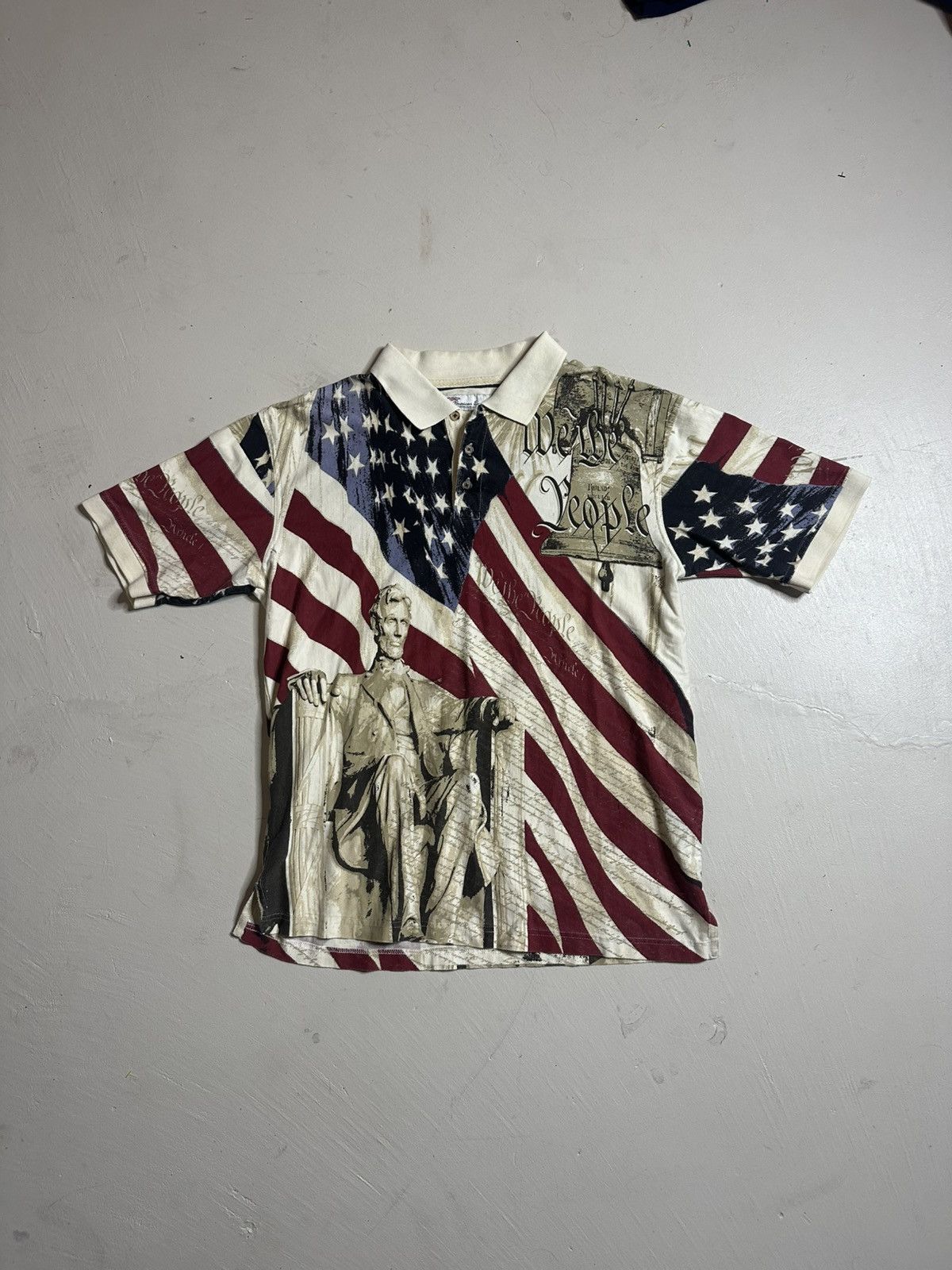 Vintage Vintage 90s “We The People” Abraham Lincoln USA Polo Shirt Size US M / EU 48-50 / 2 - 3 Thumbnail