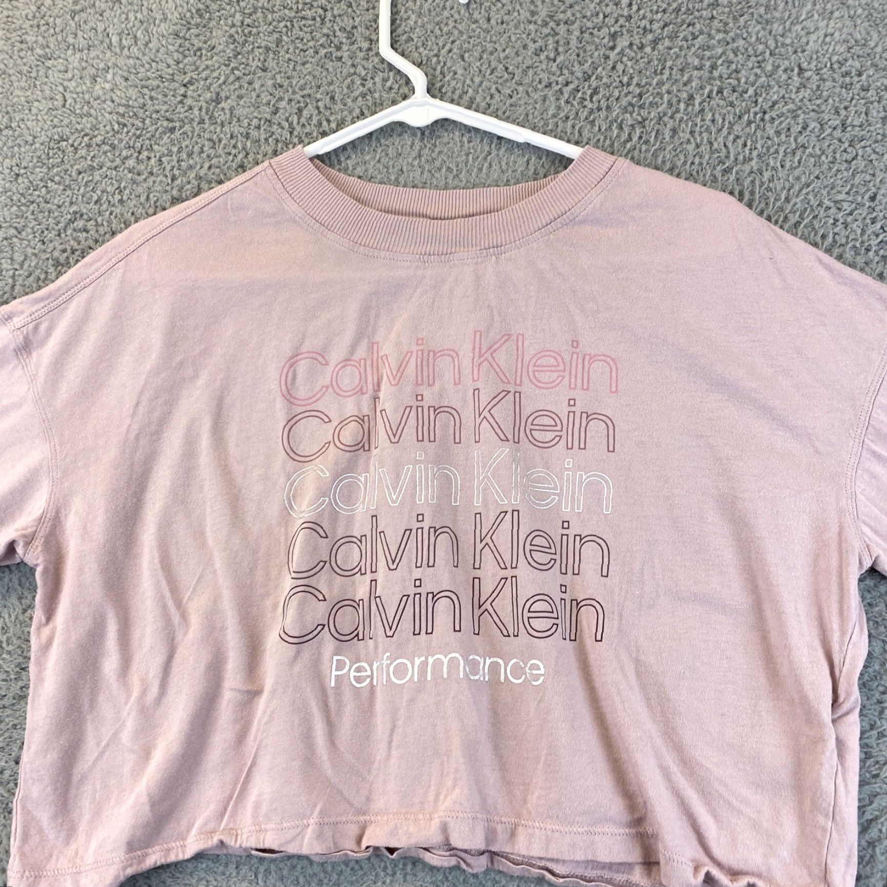 Calvin Klein VINTAGE Calvin Klein Womens T-Shirt Cropped Small Pink Logo Sports Performance Size S / US 4 / IT 40 - 2 Thumbnail
