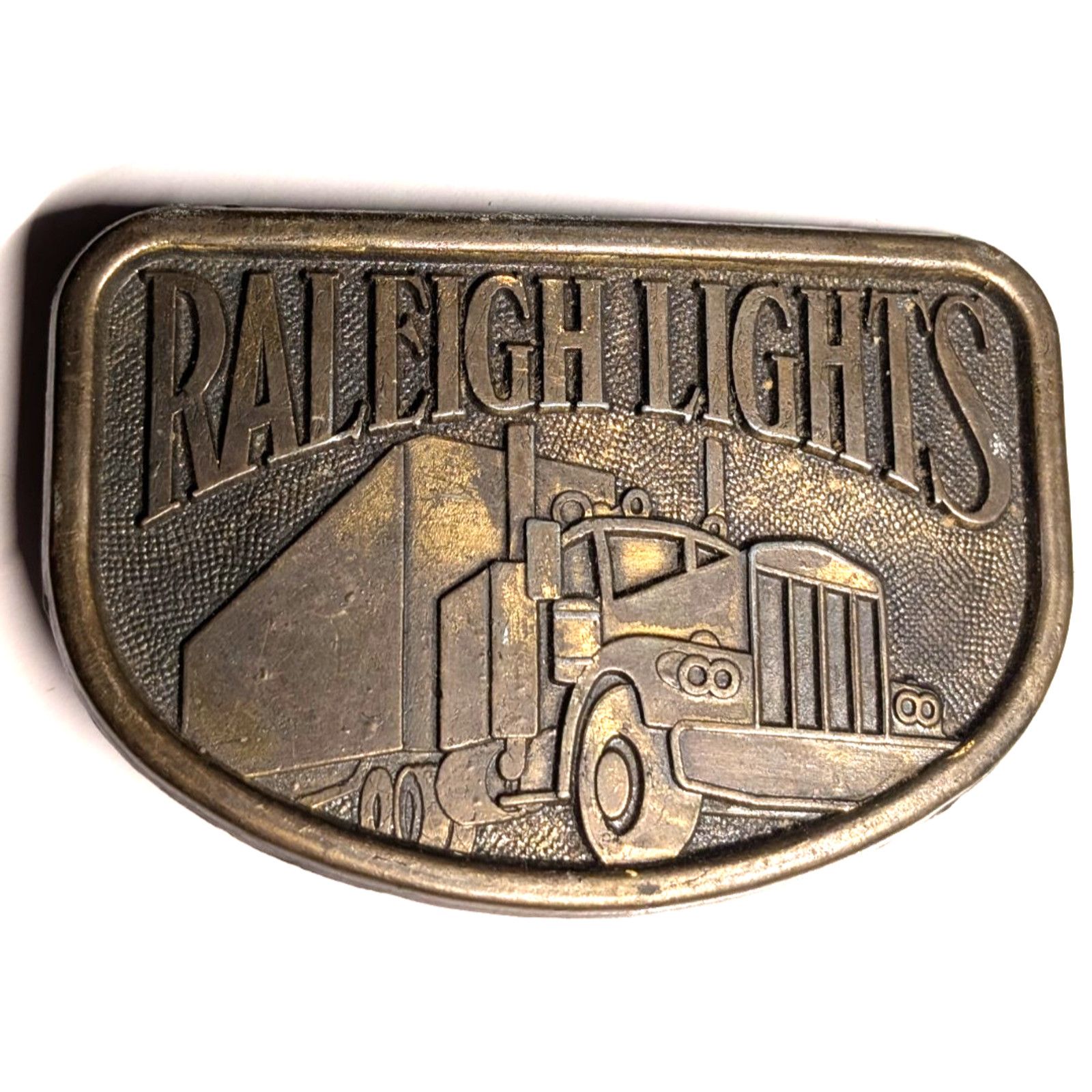 The Unbranded Brand Raleigh Lights Brass Belt Buckle 18 Wheeler Vintage Size 26 - 1 Thumbnail