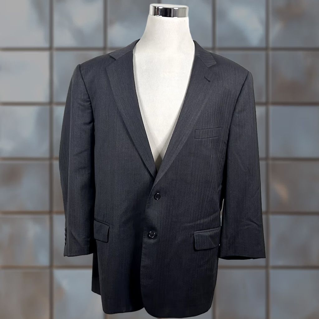 Jos. A. Bank Jos A Bank 48R Portly Wool Gray Herringbone Two-Button Vented Sport Coat Jacket / Coat Mens Regular Size 48 Size US XS / EU 42 / 0 - 1 Thumbnail