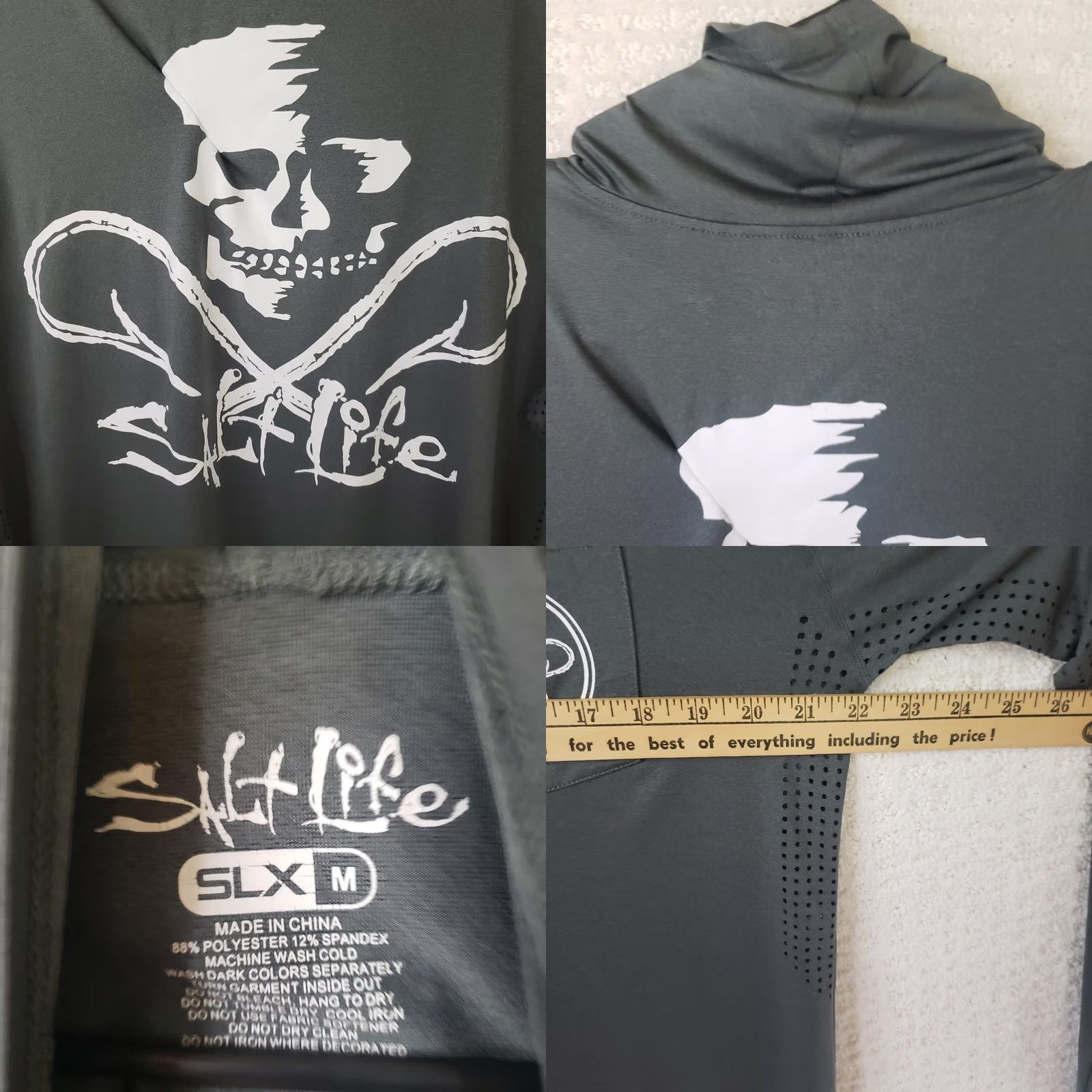 Vintage Salt Life SLX Crew Shirt Mens M Gray L. S. Performance Fishing with Neck Gaiter Size US M / EU 48-50 / 2 - 9 Thumbnail
