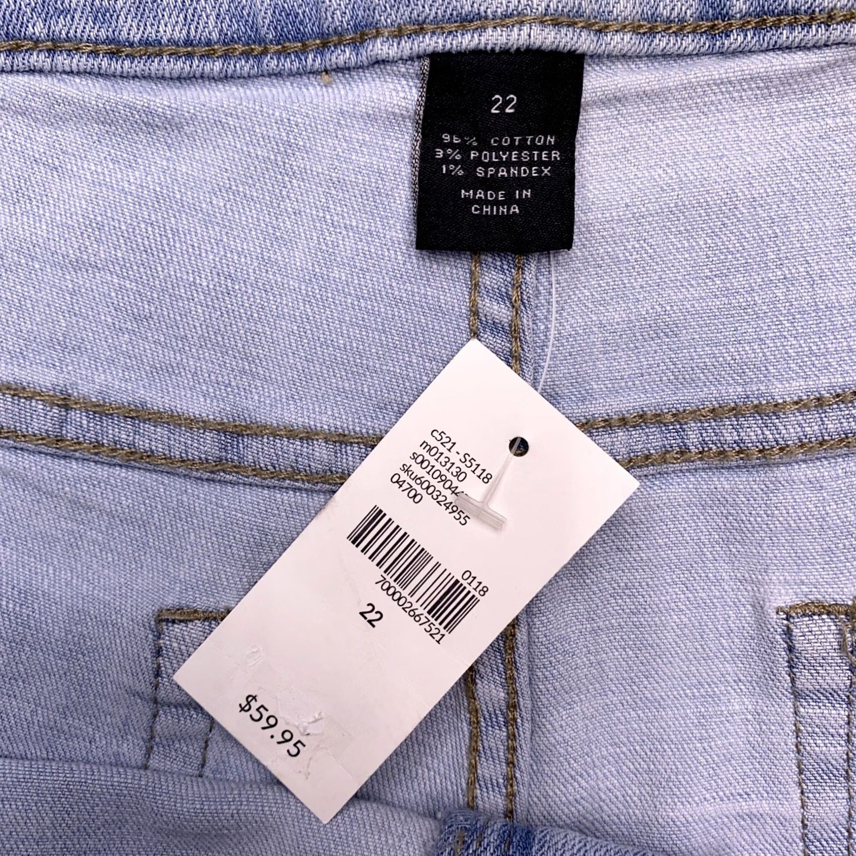 Vintage Lane Bryant Girlfriend Short 22 Blue Cut Off Light Wash Denim 5-Pocket Logo Distressed Plus Womens Clothing Size 22 Jeans Modern blue Size 40" / US 18 - 4 Thumbnail