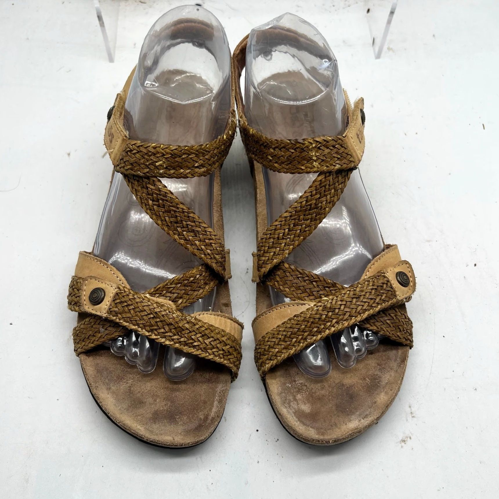 Taos Taos Sandals Womens Slingback Beige Leather Trulie Wedge Comfort Ankle Strap US 10-10.5 41 Beige Womens Size US 10 / IT 40 - 3 Thumbnail