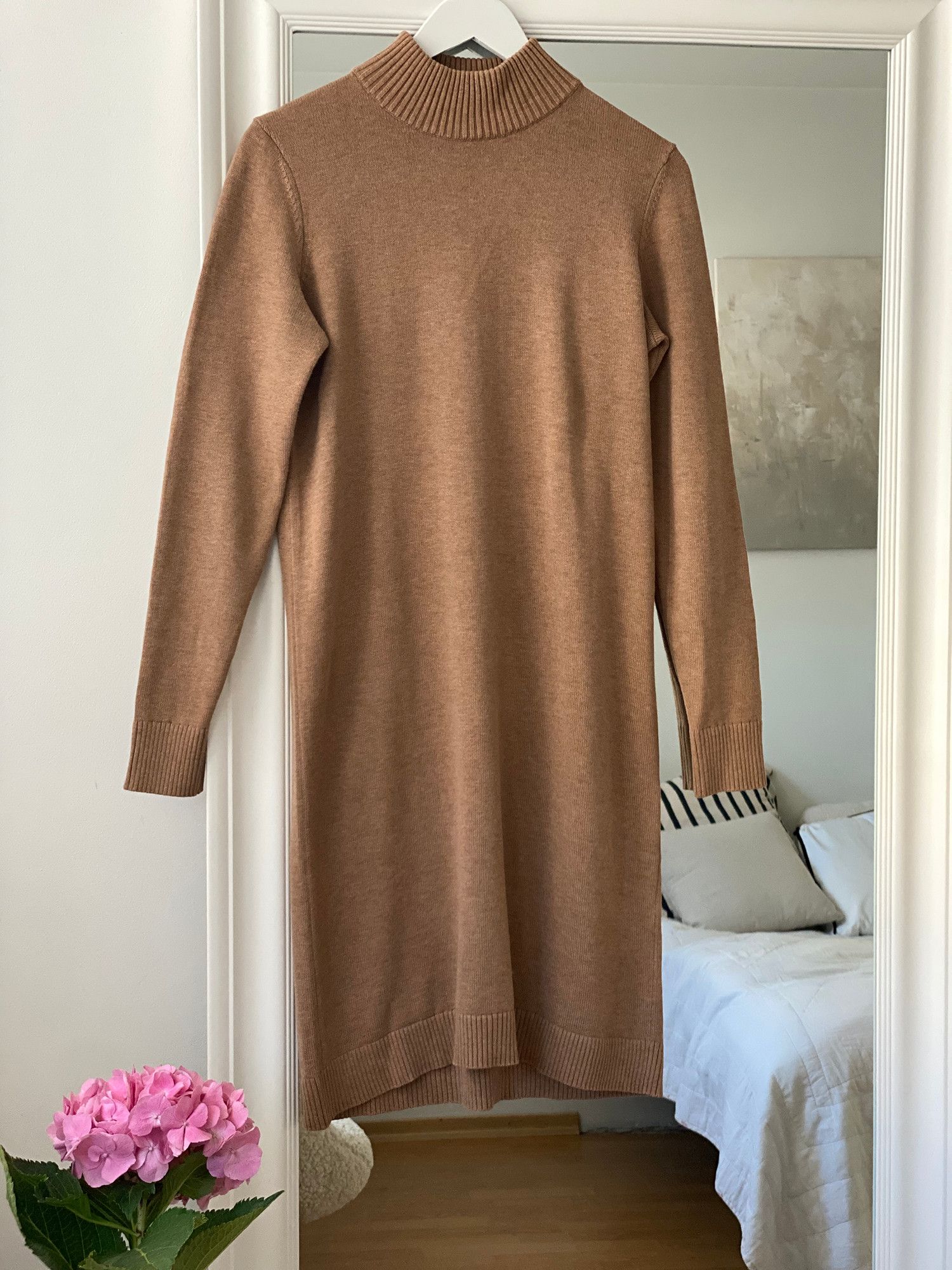 Hugo Boss winter sweater knit dress hugo boss camel wool cotton Size S / US 4 / IT 40 - 3 Thumbnail