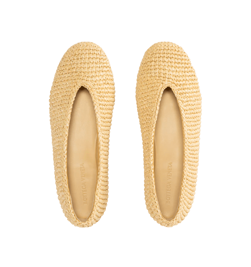 Bottega Veneta o1h1sh10526 Rosa Ballerina Flat in Beige/Natural Size US 8 / IT 38 - 3 Thumbnail