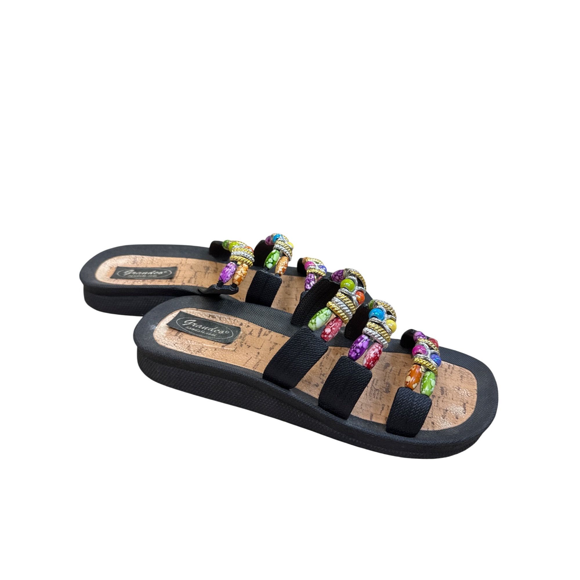 Other Grandco Womens Multicolor Beaded Cork Slip-On Sandals Size 8 Size US 8 / IT 38 - 3 Thumbnail