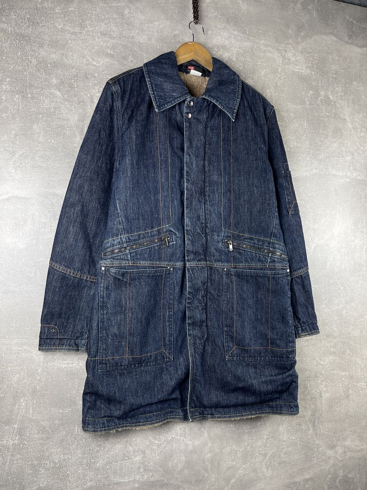 Diesel DIESEL Vintage 00s Avant Grade Sherpa Lined Heavy Denim Coat Size US S / EU 44-46 / 1 - 5 Thumbnail