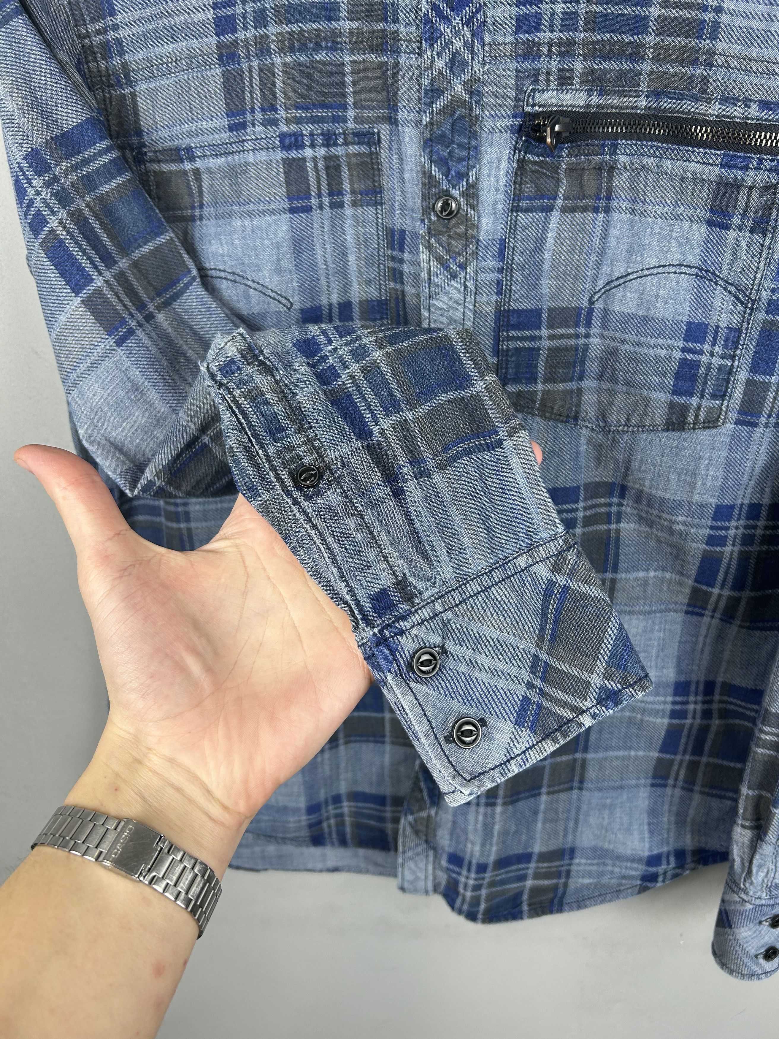 Flannel × G-Star G-Star Attacc Shirt Long Sleeve Checkered Blue Plaid Pocket Size US L / EU 52-54 / 3 - 7 Thumbnail