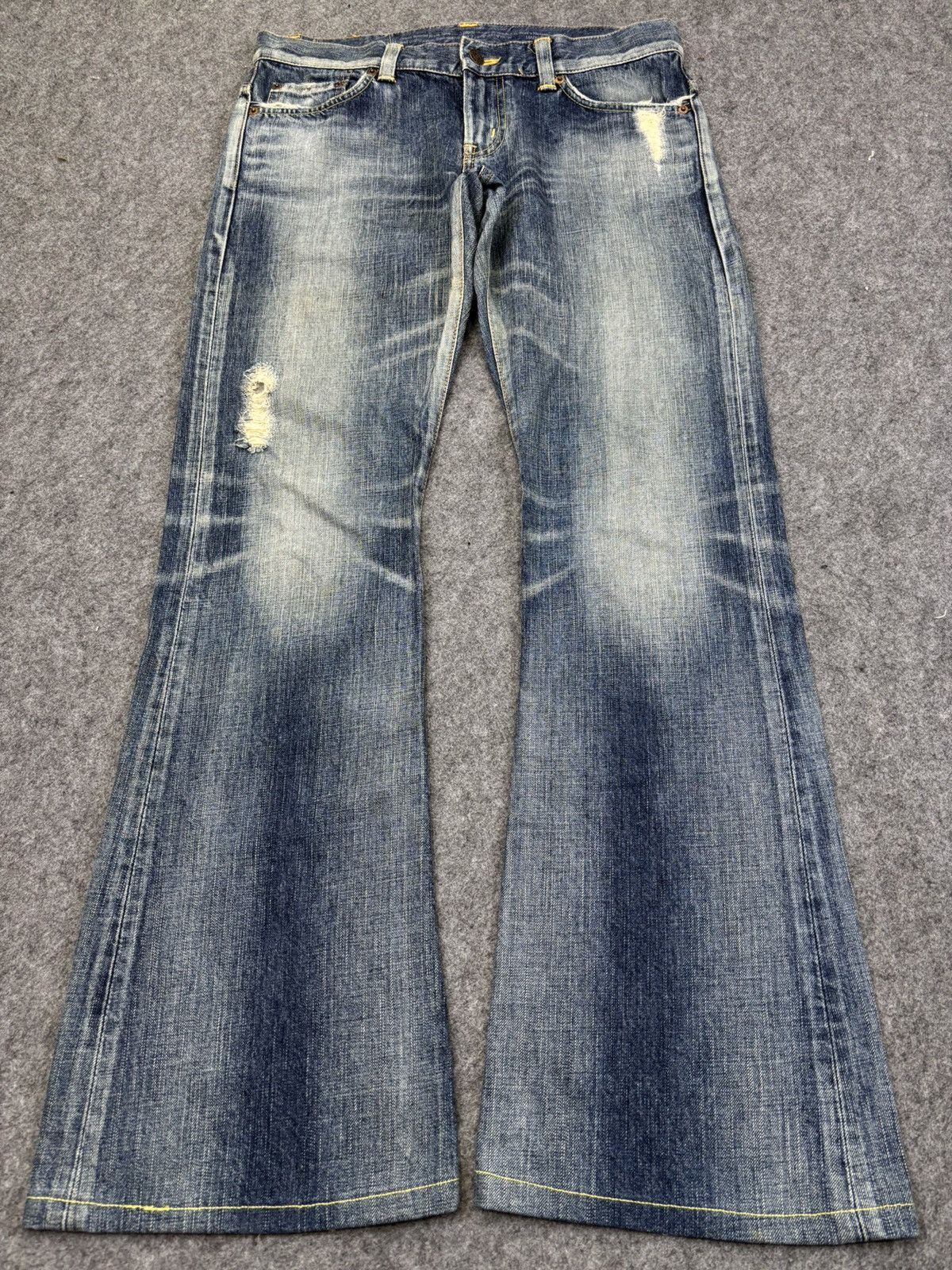Edwin Flare💥90s Style Edwin Flare Distressed Denim F867 Size 32" / US 10 / IT 46 - 9 Thumbnail