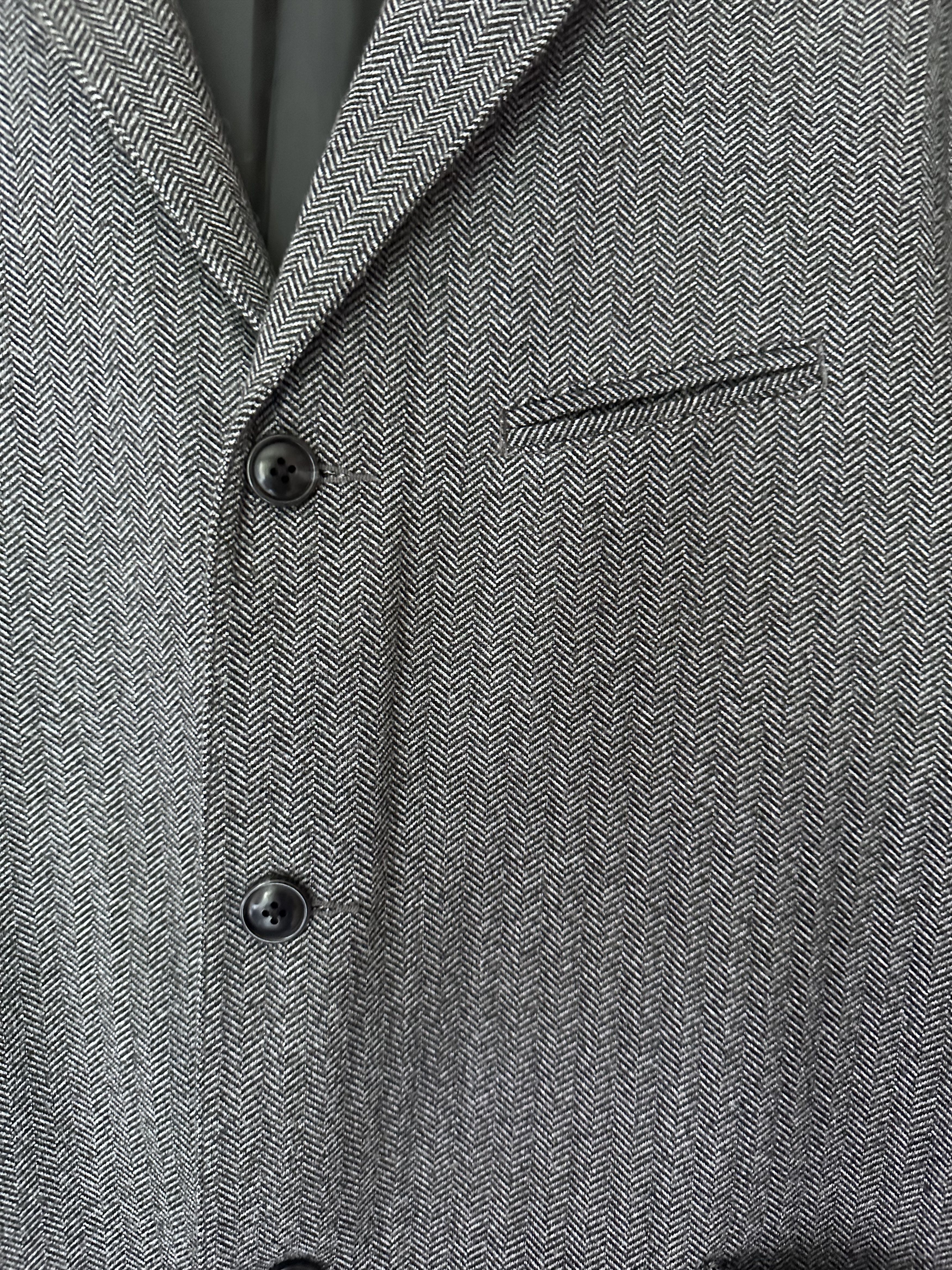 Pherrow's Pherrow's Wool Tailored Black Herringbone Suit Size 44R - 3 Thumbnail