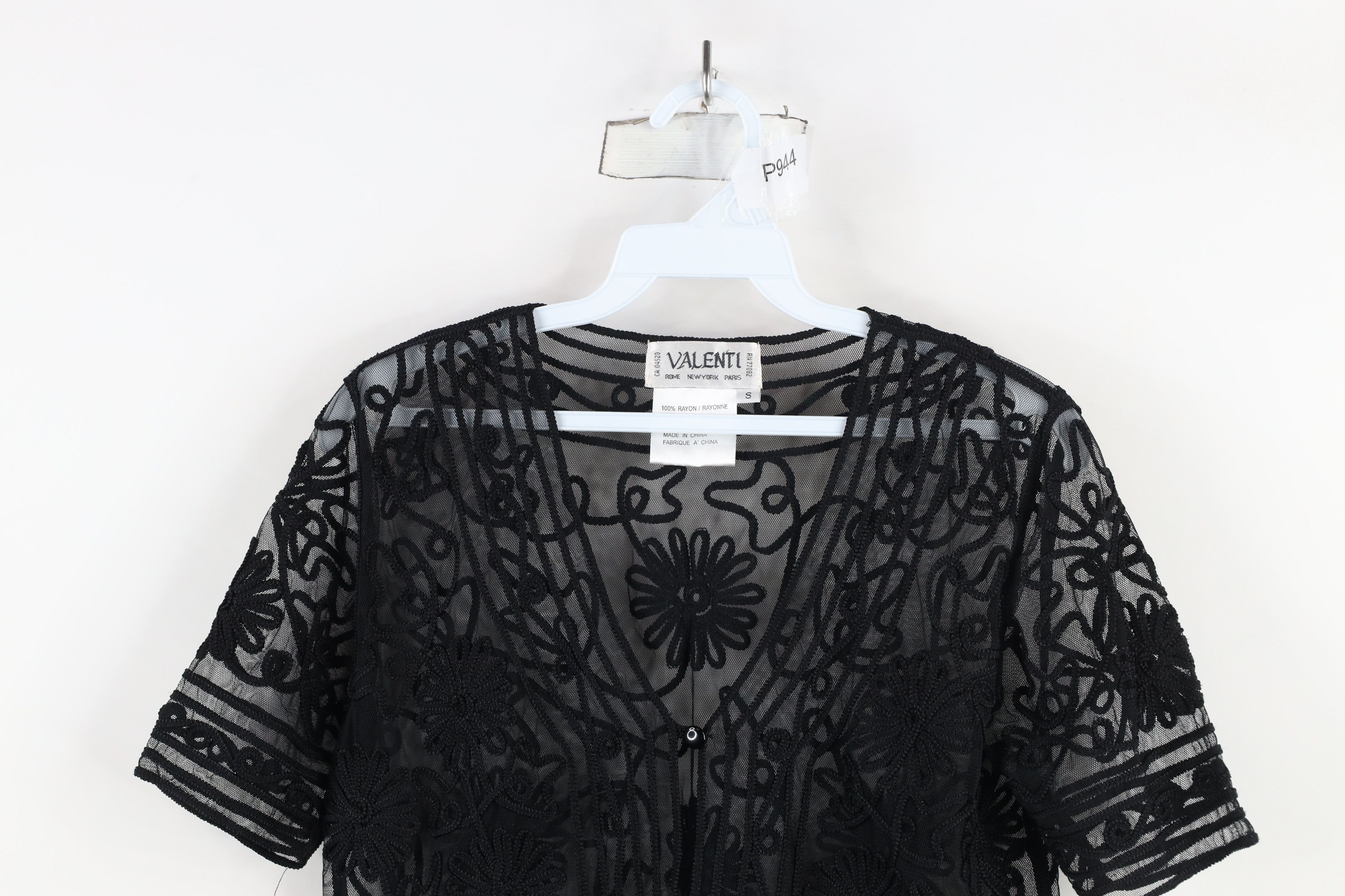 Vintage Vintage 90s Babydoll Lace Flower Cardigan Shirt Black Size S / US 4 / IT 40 - 2 Thumbnail