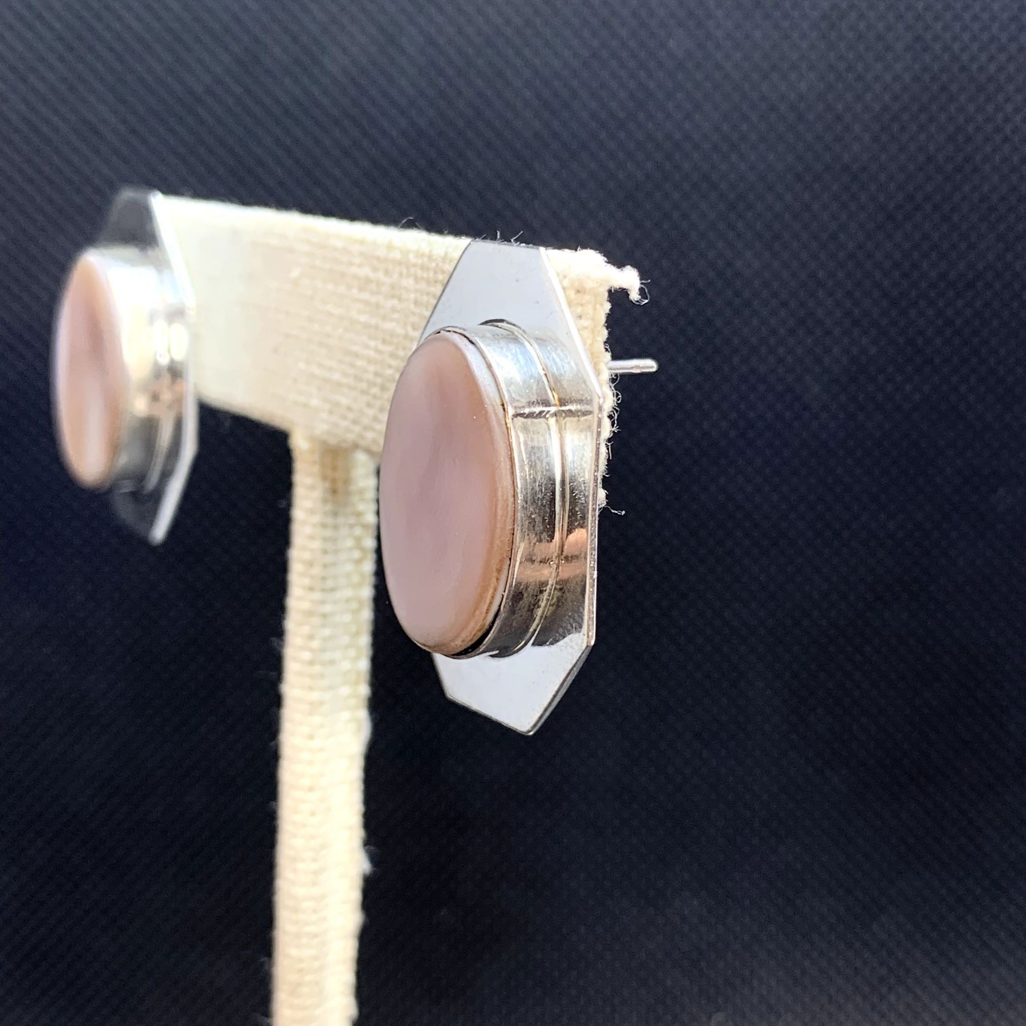 Other VTG Sterling Silver 925 Pink Mother of Pearl Bezel Set Earri Size ONE SIZE - 2 Thumbnail