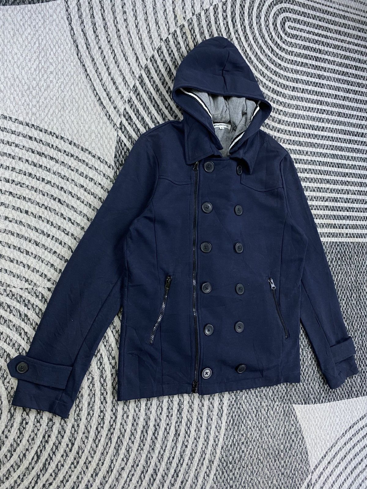 semanticdesign Vtg Semantic Design Navy Blue Hooded Peacoat Jacket Size US S / EU 44-46 / 1 - 3 Thumbnail