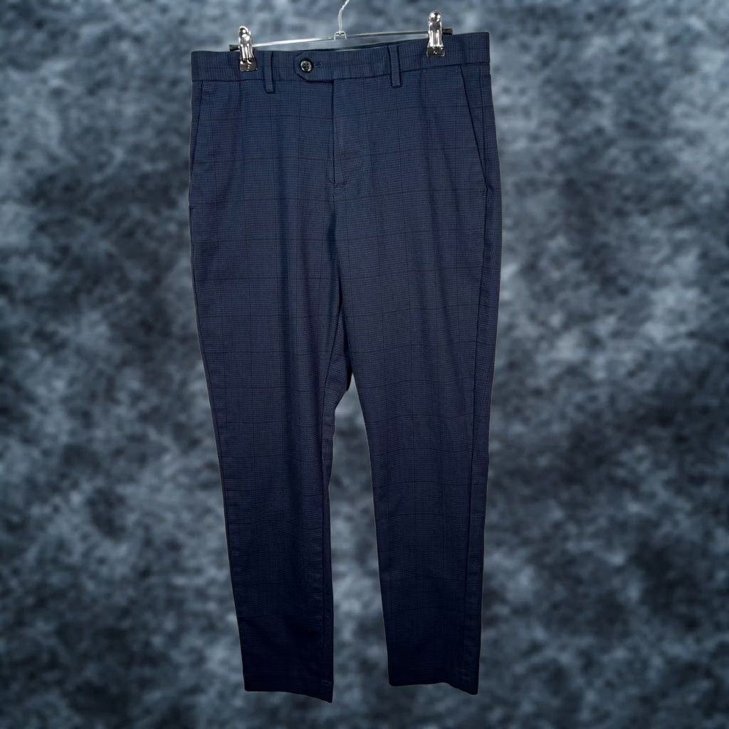 Banana Republic Banana Republic Mens Pants Slim Tapered Fit Navy Plaid Dress Pants 30 x 28 Slim GPA Size US 30 / EU 46 - 1 Thumbnail