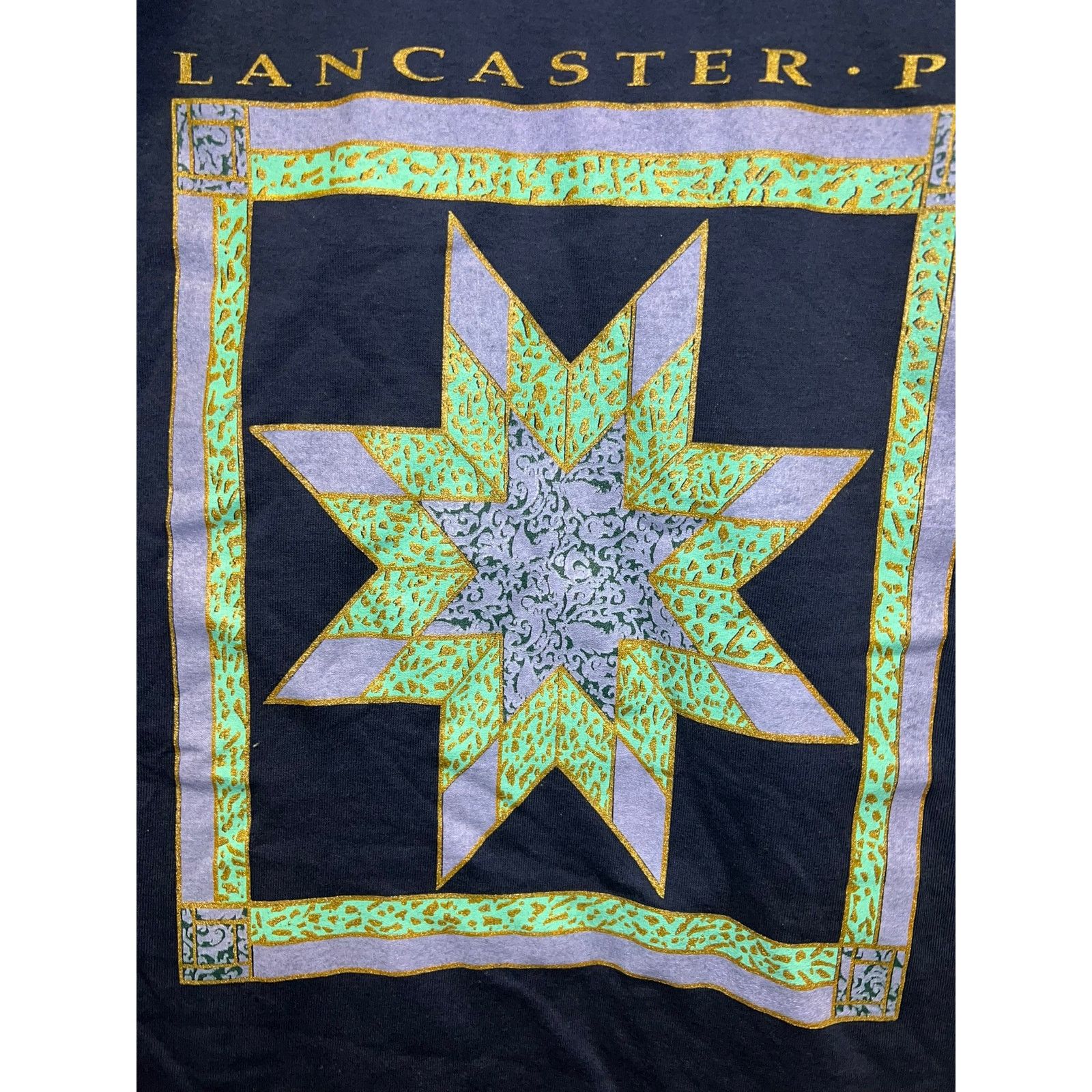 Jerzees Vintage Lancaster Shirt PA Pennsylvania Blue Quilt Tee VTG Size US M / EU 48-50 / 2 - 3 Thumbnail
