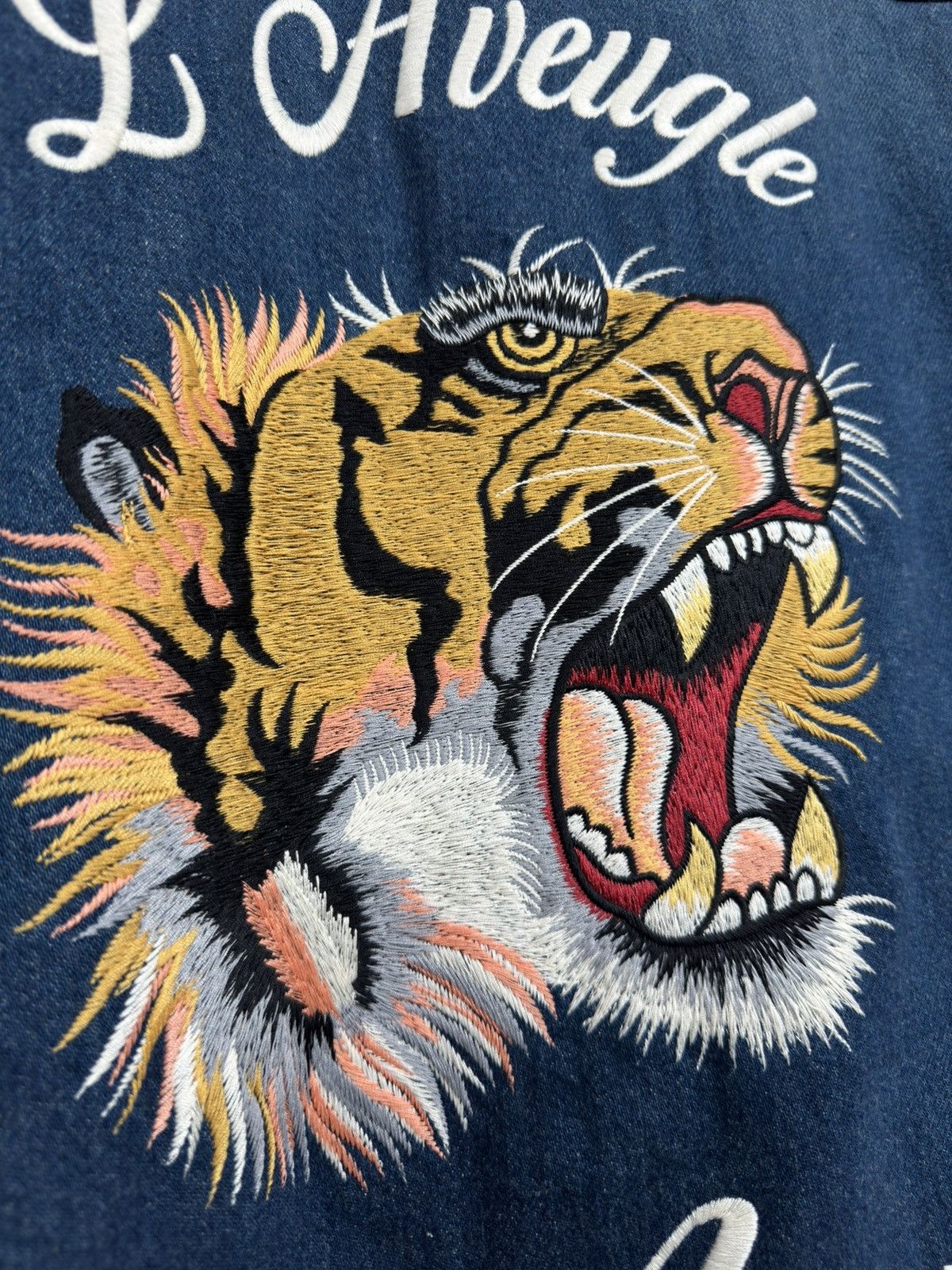 Gucci Gucci L'Aveugle Par Amour Tiger Embroidered Denim Jacket Size US M / EU 48-50 / 2 - 11 Thumbnail