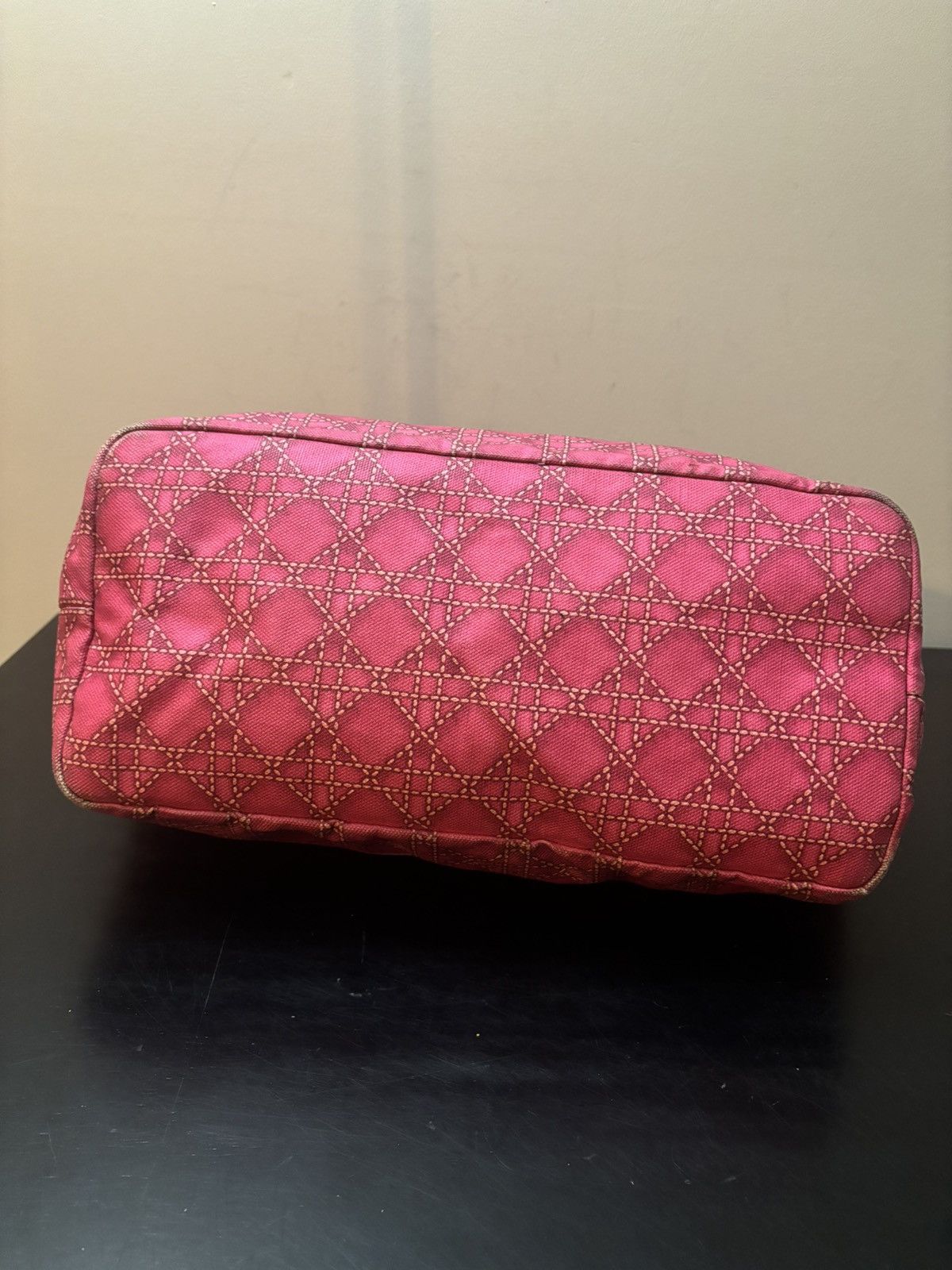 Christian Dior Lady Dior Cannage Print Canvas Tote Bag Pink