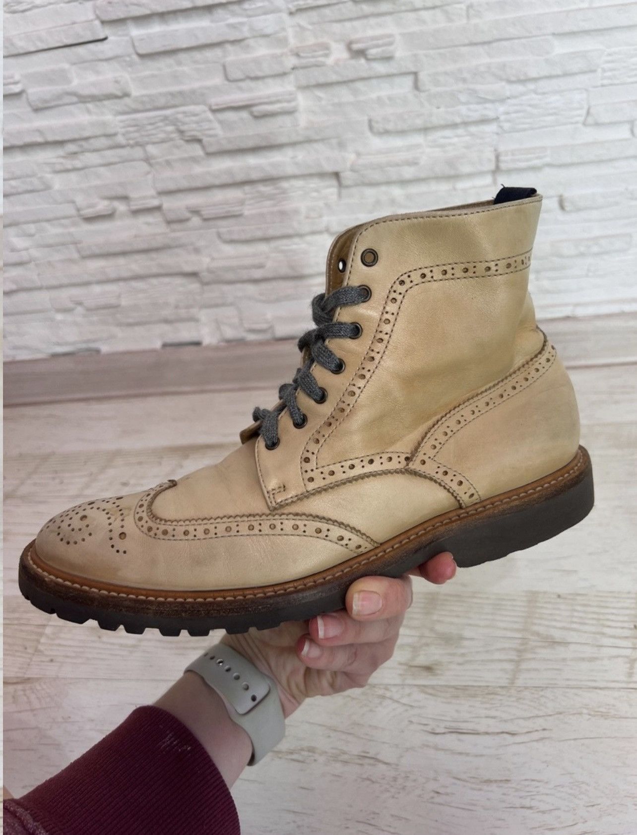 Brunello Cucinelli Brunello Cucinelli Leather Derby Boots Beige 26.5 cm Size US 10 / IT 40 - 11 Thumbnail