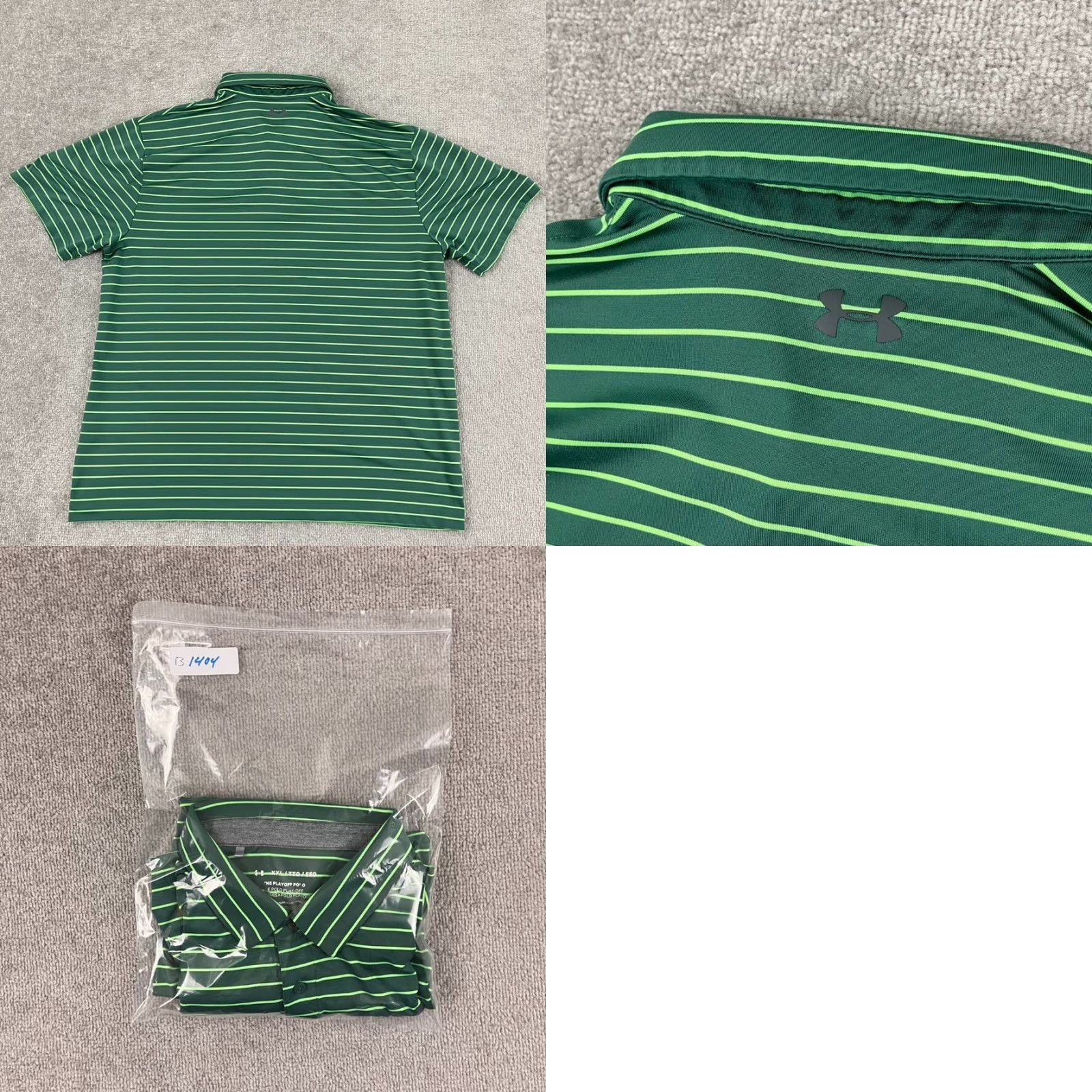 Under Armour Under Armour Polo Shirt 2XL Green Striped Neon Performance Golf Sports Mens Size US XXL / EU 58 / 5 - 8 Thumbnail