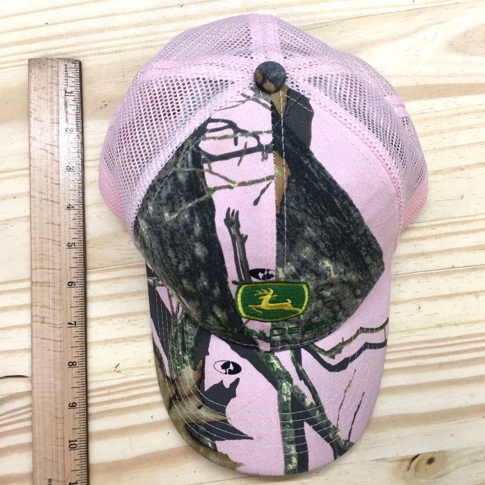 John Deere John Deere Trucker Hat Womens Pink OS Adjustable Curved Brim Embroidered Logo Size ONE SIZE - 3 Thumbnail
