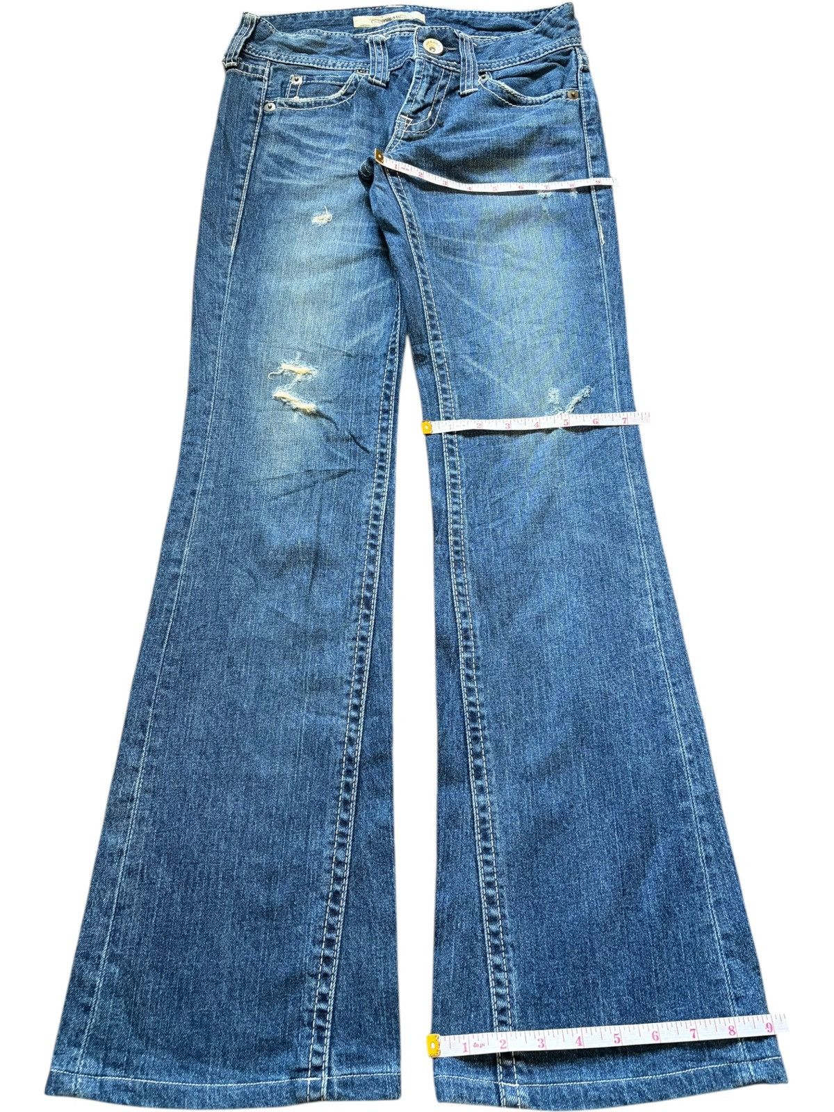 Uniqlo Vintage Japanese Uniqlo Distress Low Rise Flare Jeans Size 28" / US 6 / IT 42 - 9 Thumbnail