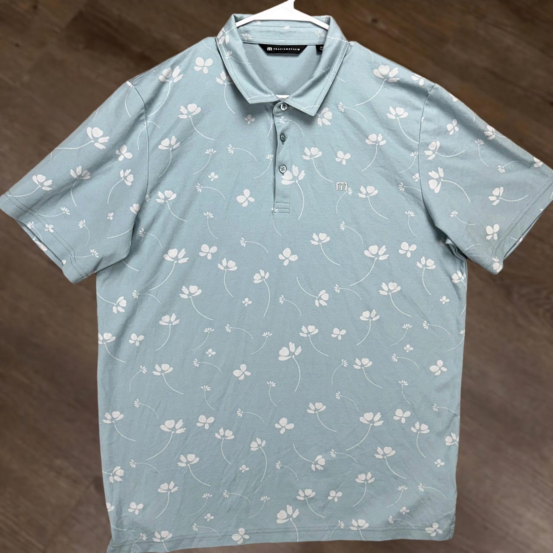 TravisMathew VINTAGE? No. Travis Mathew Polo Shirt Mens 2XL Blue Floral Short Sleeve Rugby Cotton Size US XXL / EU 58 / 5 - 1 Thumbnail
