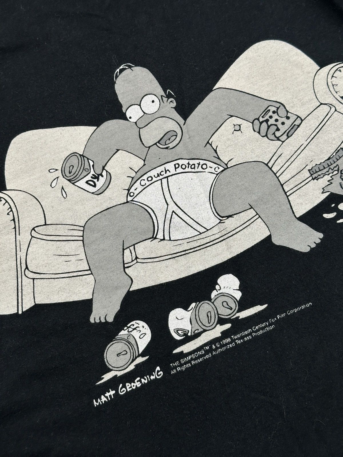 The Simpsons Vintage 1998 The Simpsons Homer Couch Potato Graphic T-Shirt Size US XXL / EU 58 / 5 - 5 Thumbnail