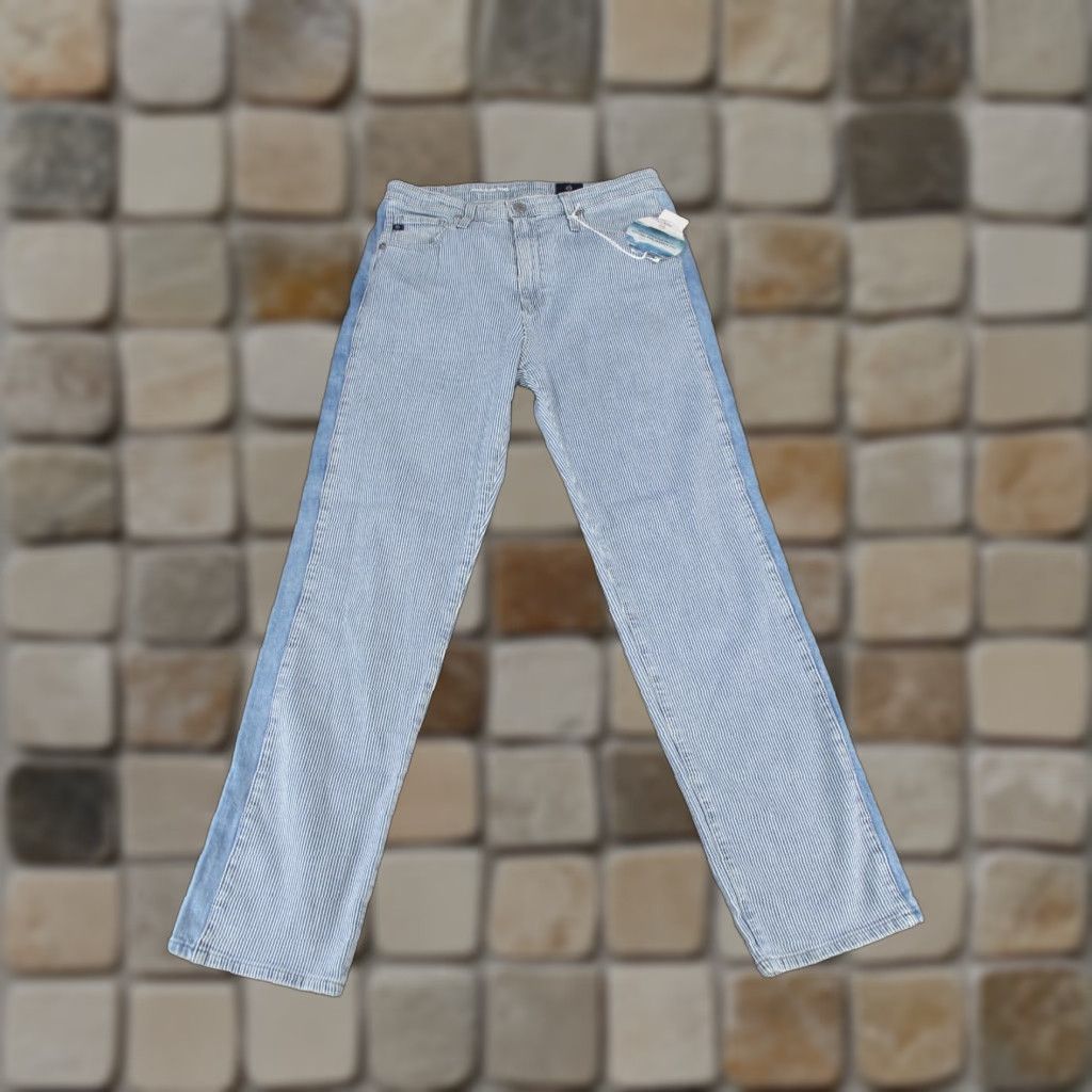 VINTAGE AG Adriano Goldschmied Womens Jeans Straight Crop Light Wash Striped 30 Girls