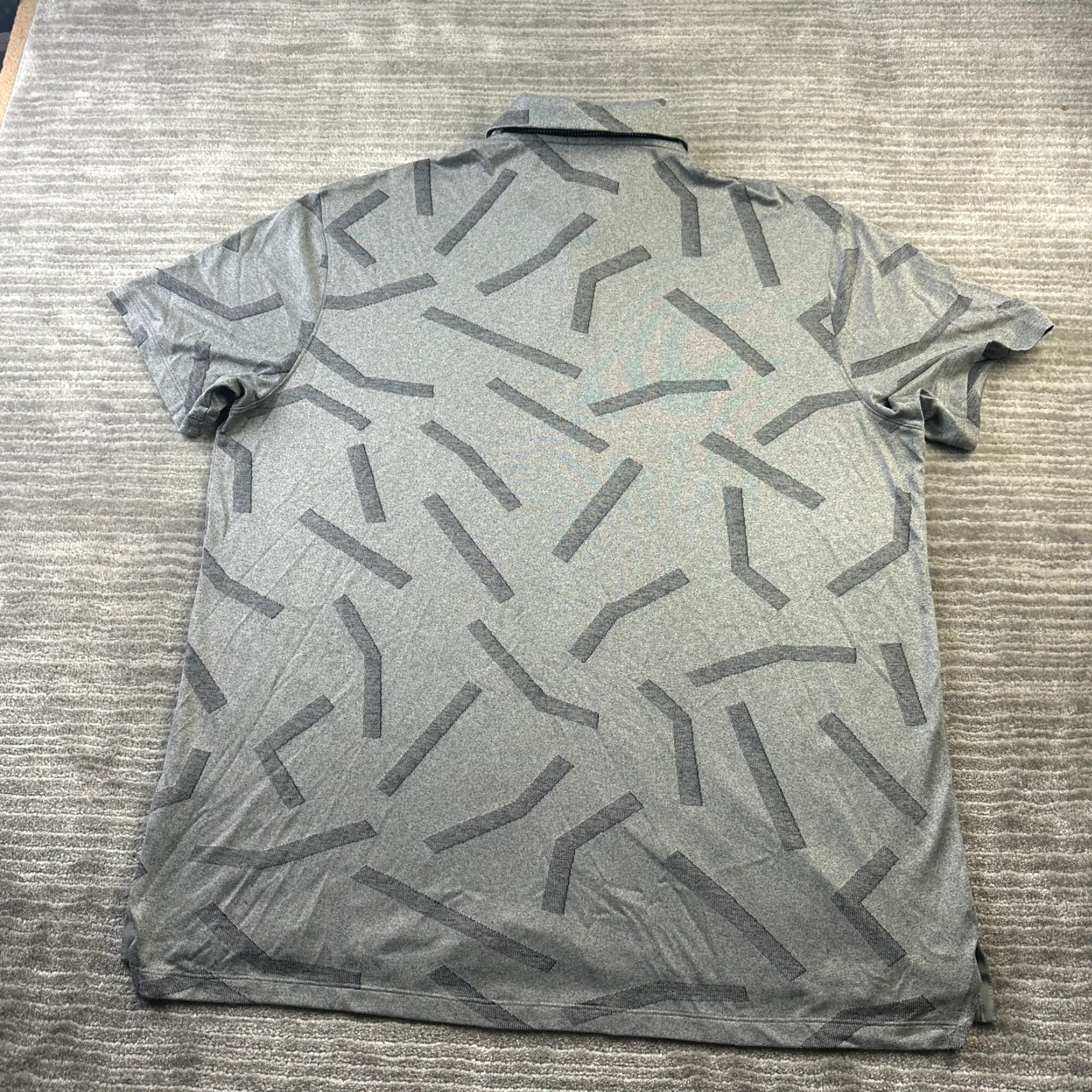 Nike Nike Polo Shirt Mens XL Gray Dri Fit Jacquard Geometric Golf Short Sleeve Collared Button Embroidered Logo Activewear Casual Travel Geometric Pattern Size US XL / EU 56 / 4 - 2 Thumbnail