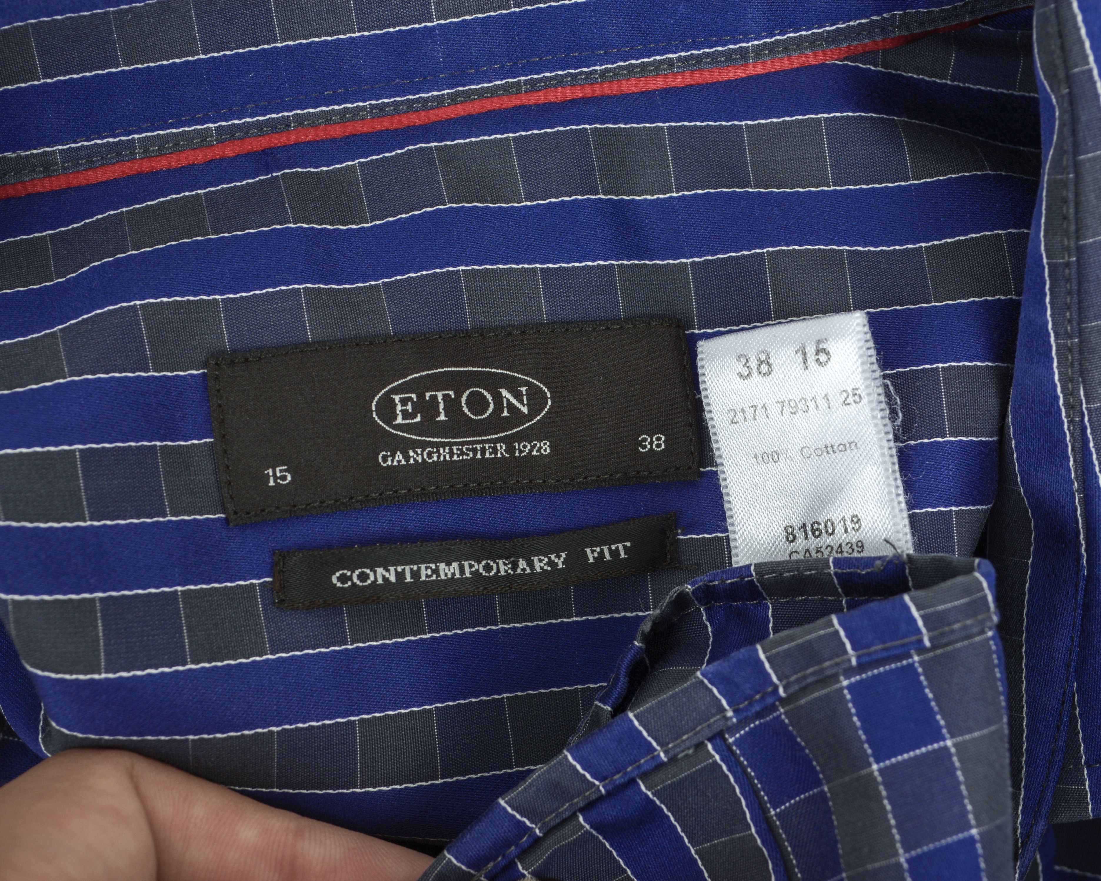Eton 15" 38 Contemporary Fit Button Up Over Shirt Formal Striped Size 38R - 5 Thumbnail