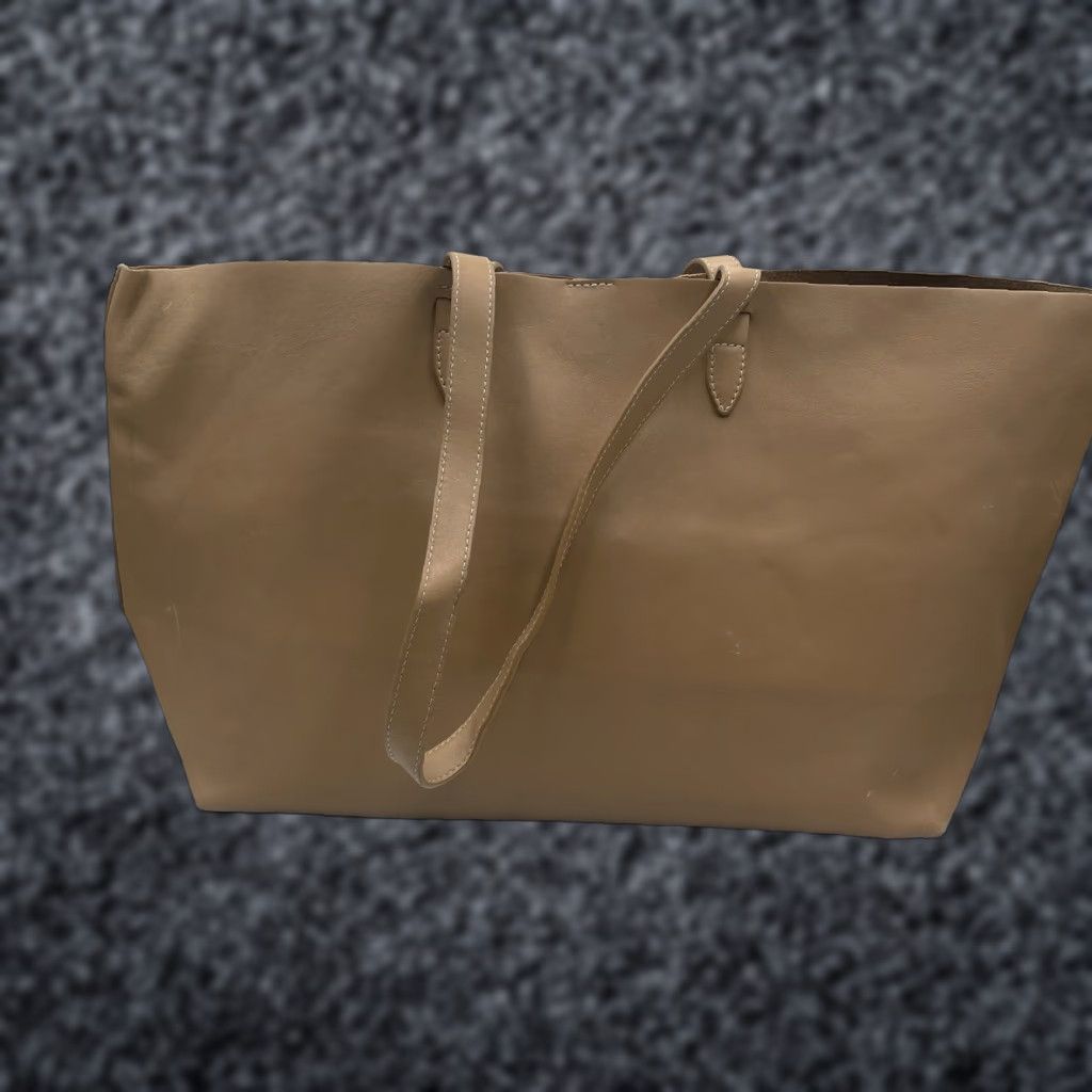 Vince Camuto Vince Camuto Beige Leather Tote Bag Womens Large Tote Beige Leather Pebbled Size ONE SIZE - 1 Thumbnail