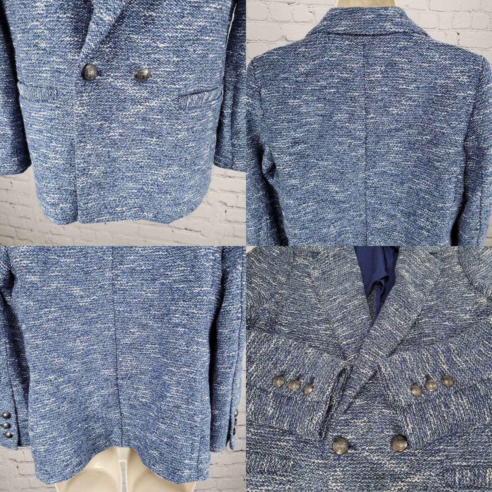 Talbots Talbots Blue Textured Double Breasted Button Notch Blazer Suit Jacket Petite 8P Women Size M / US 6-8 / IT 42-44 - 8 Thumbnail